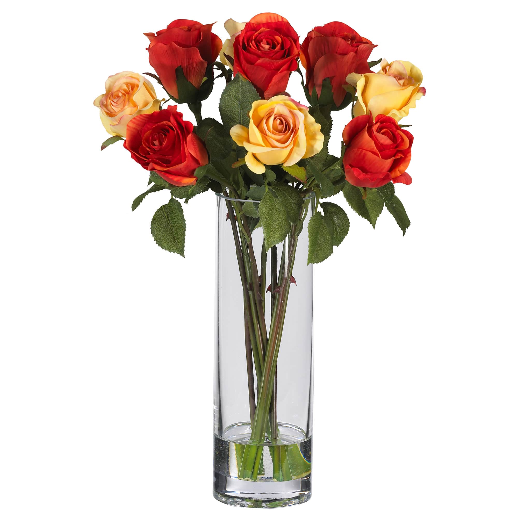16&#x22; Long-Stemmed Roses Arrangement with Glass Vase