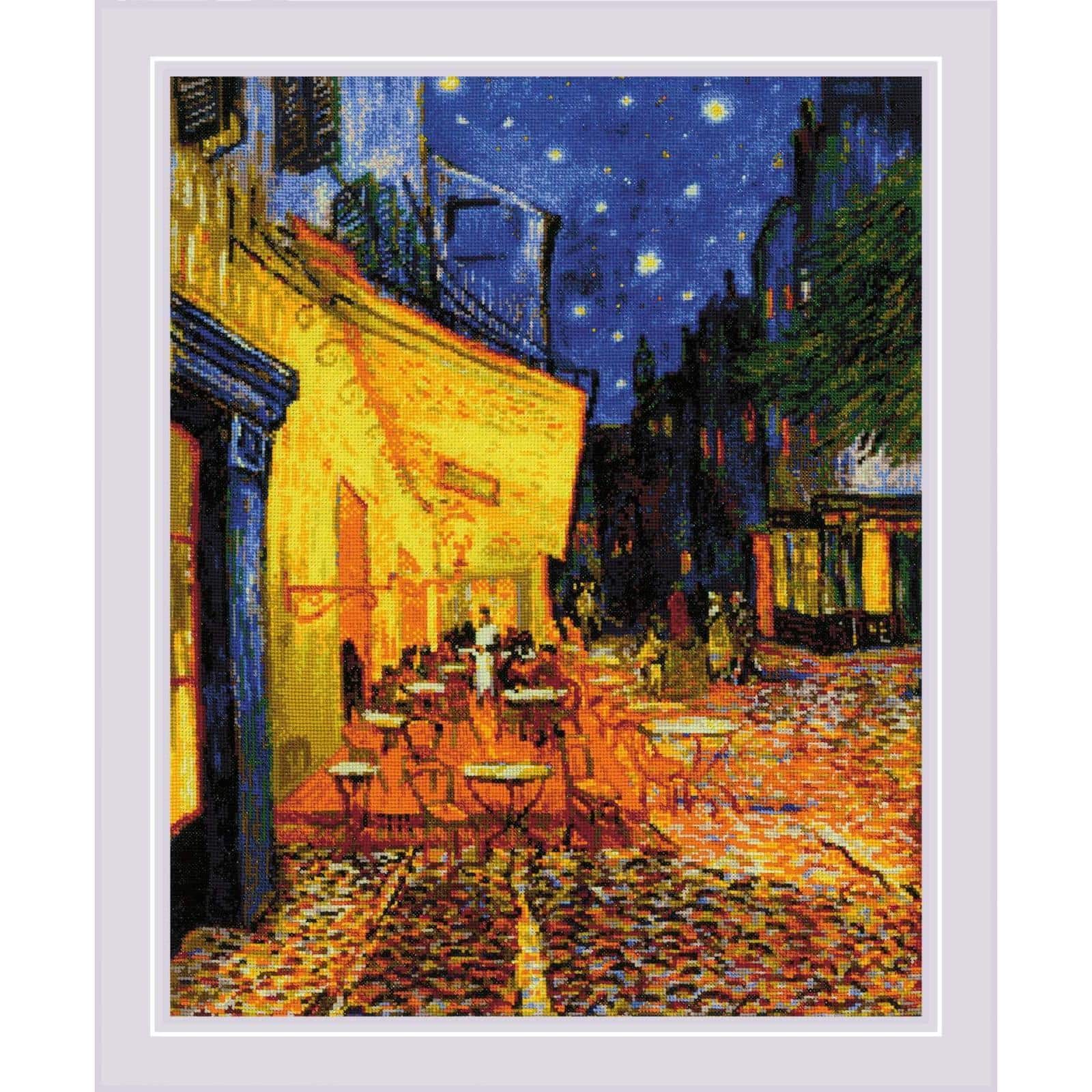 RIOLIS Cafe Terrace at Night Counted Cross Stitch Kit