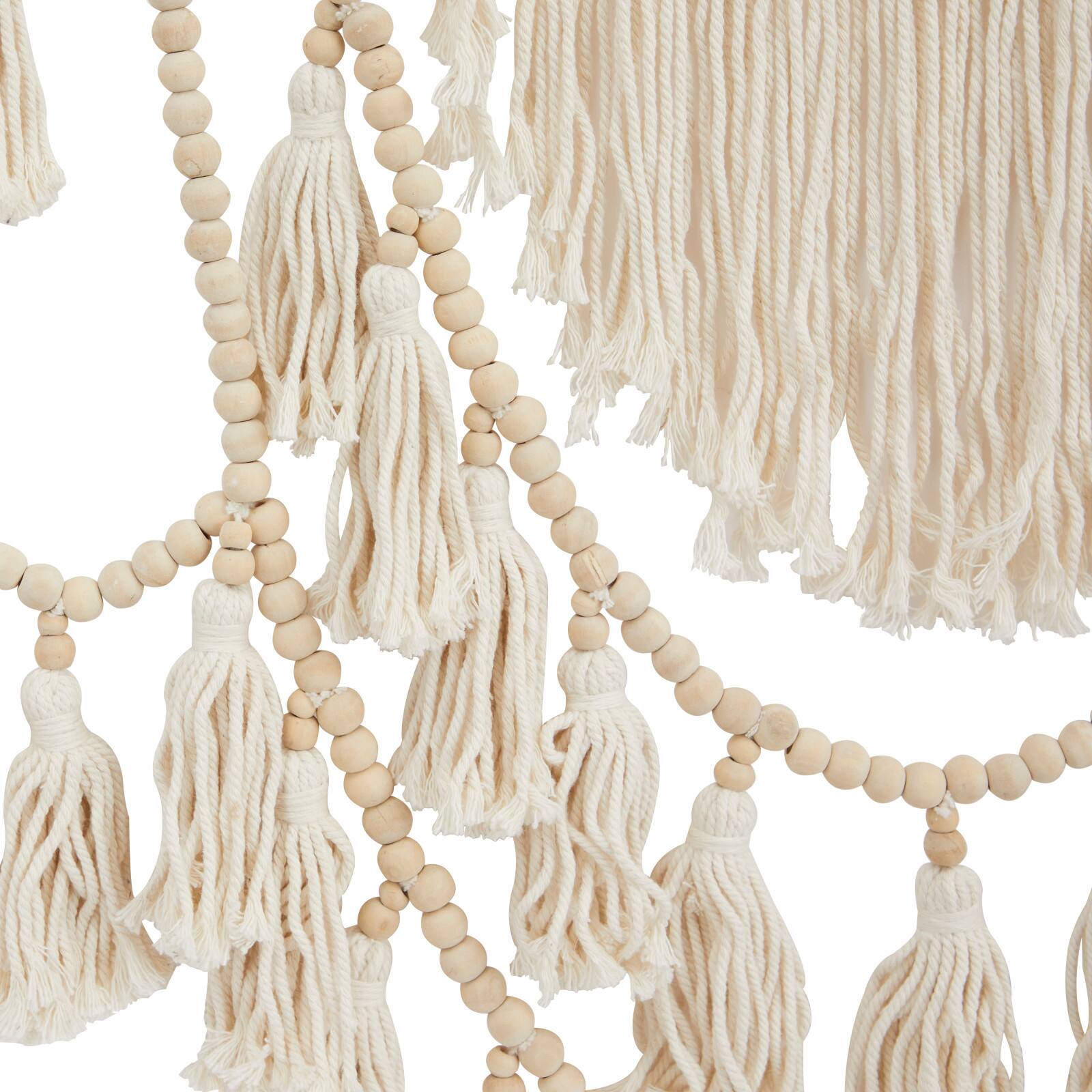 66" Traditional Macramé & Wood Wall Décor