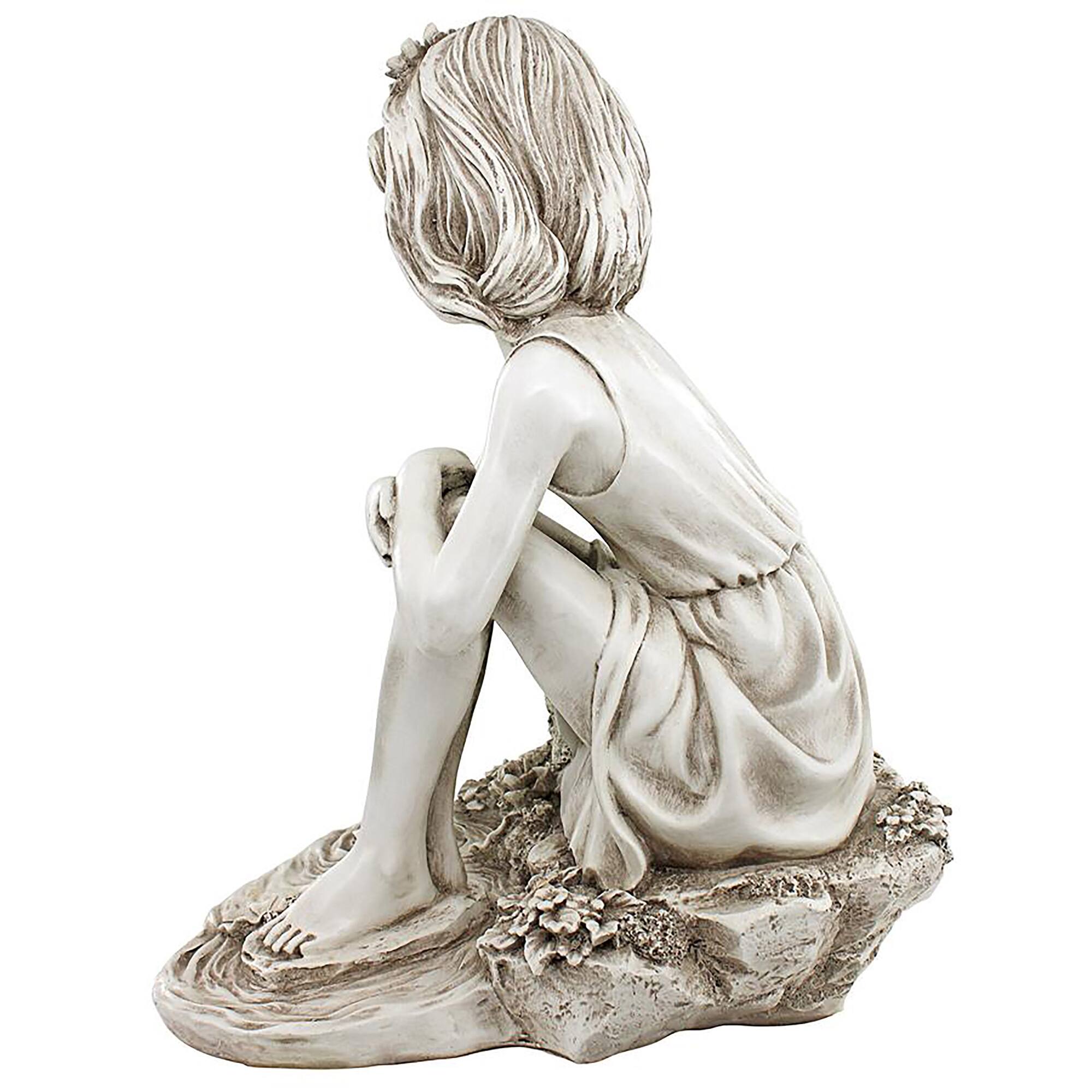 Design Toscano 17&#x22; Pausing by the Pond Little Girl Garden Statue