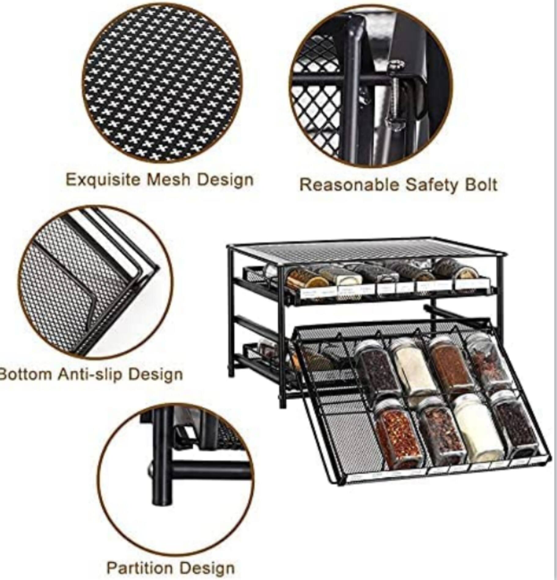 NEX&#x2122; 3-Tier 30-Bottle Spice Rack Organizer