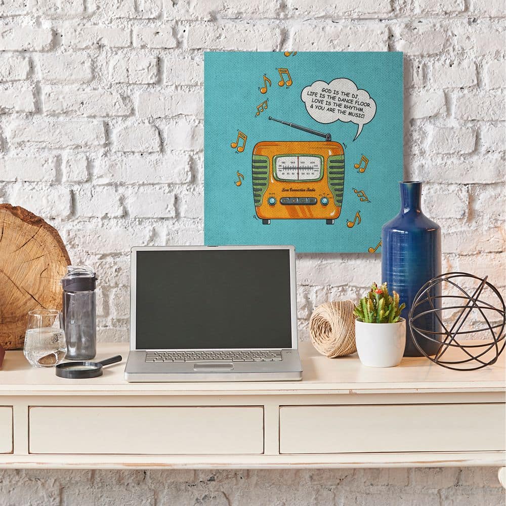 Stupell Industries God Is The DJ Vintage Comic Book Wall Canvas