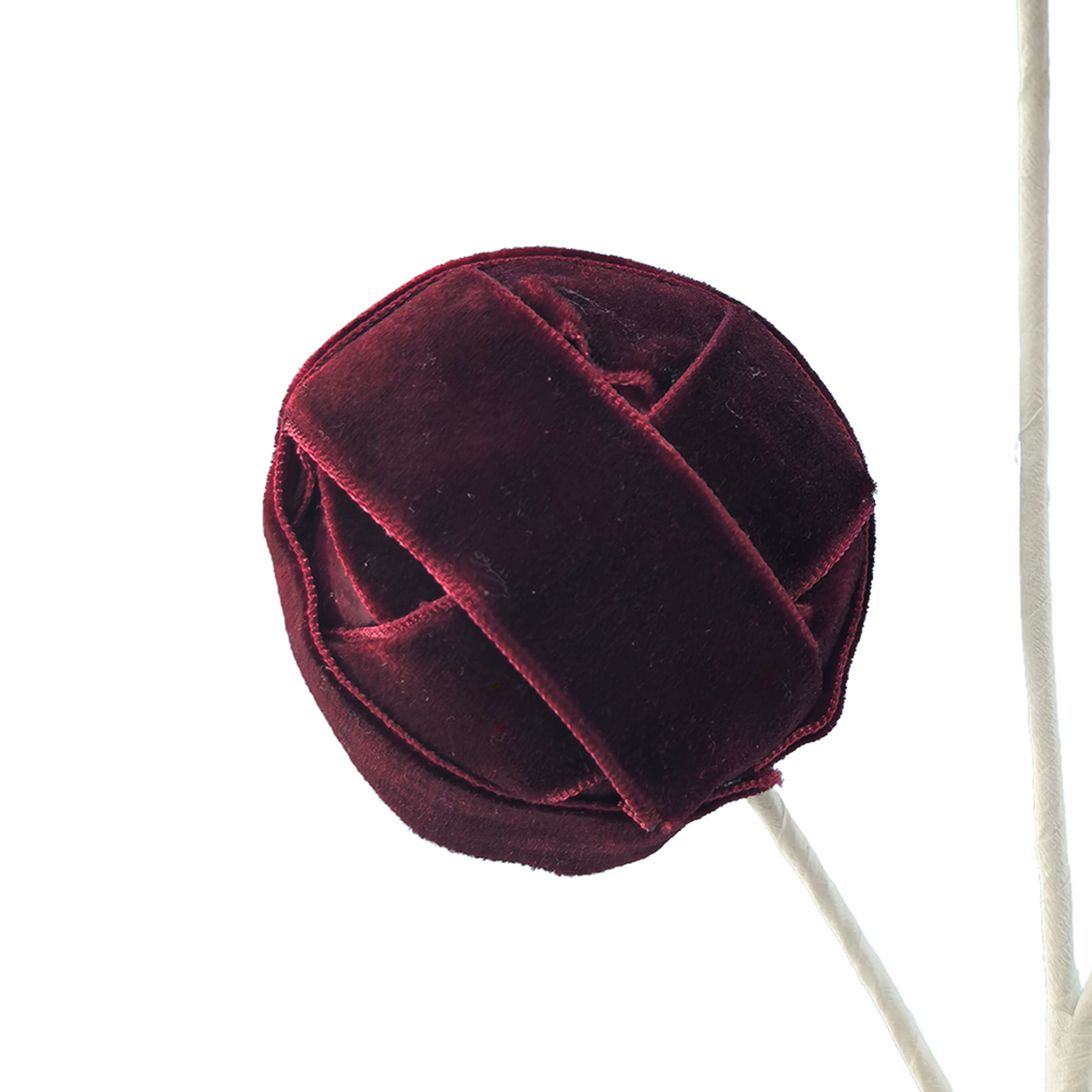 11&#x22; Burgundy Velvet Twine Ball Trio Pick by Ashland&#xAE;