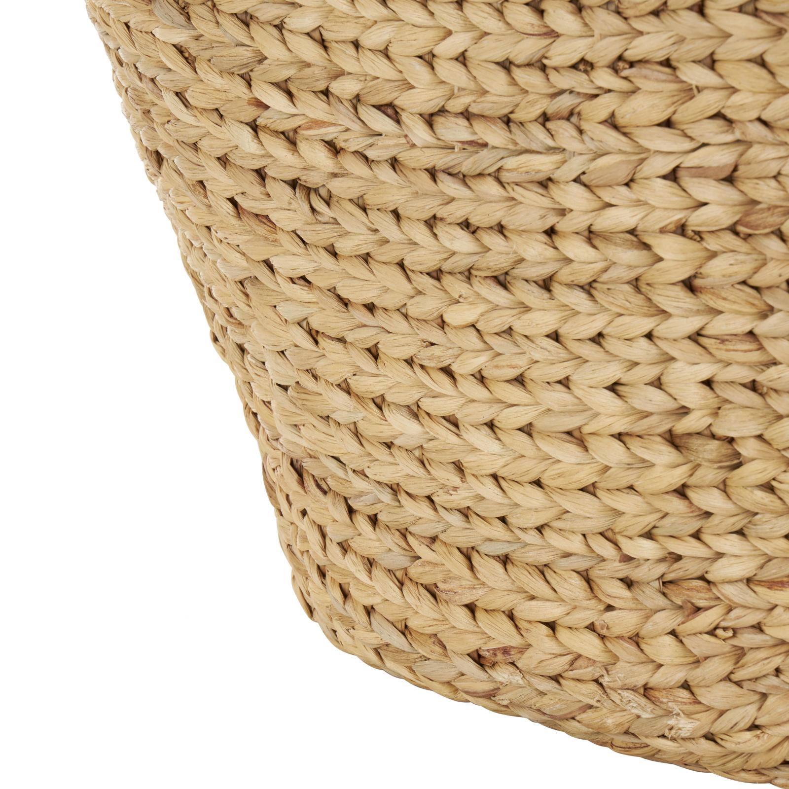 31" Brown Seagrass Handmade Woven Storage Basket with Ring Handles