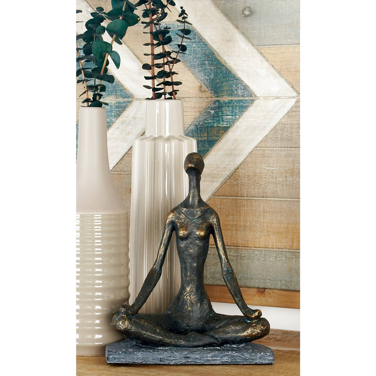 11" Black Polystone Modern Meditation Sculpture