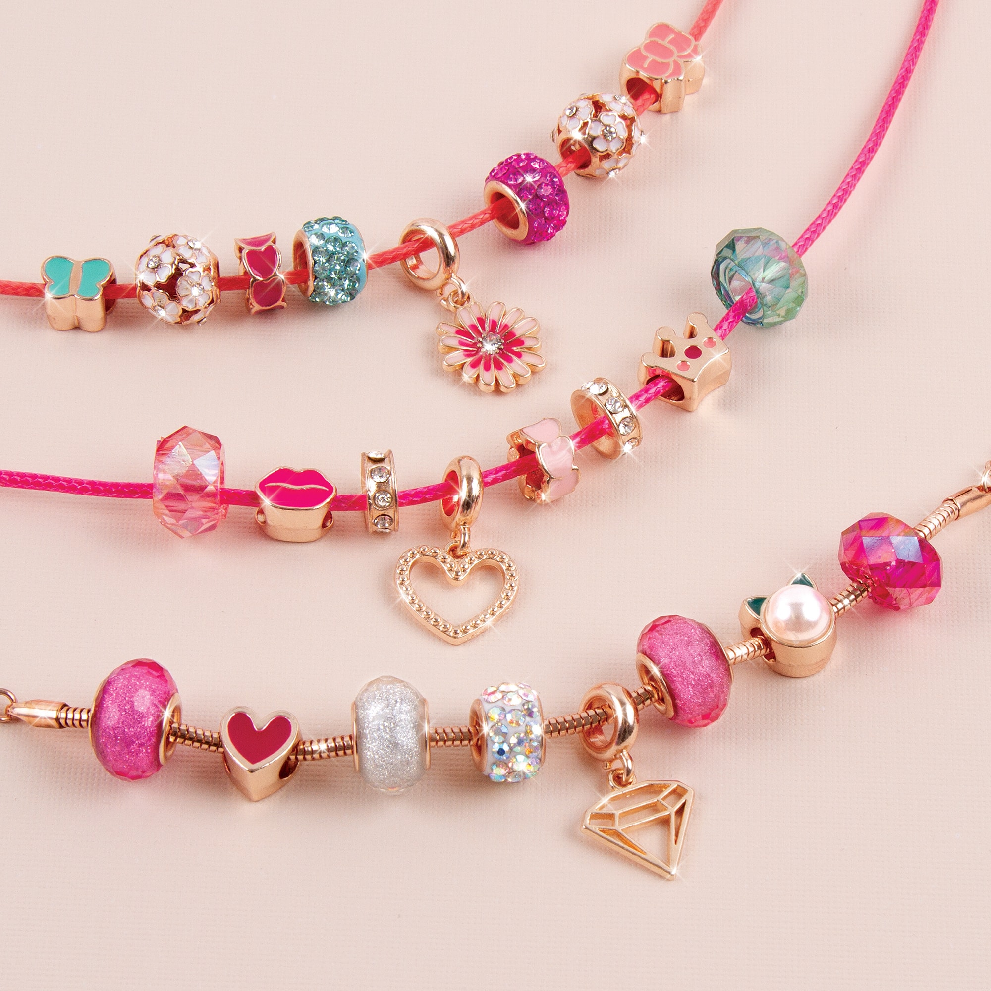 8 Pack: Make It Real™ Think Pink Halo Charms Bracelets Kit