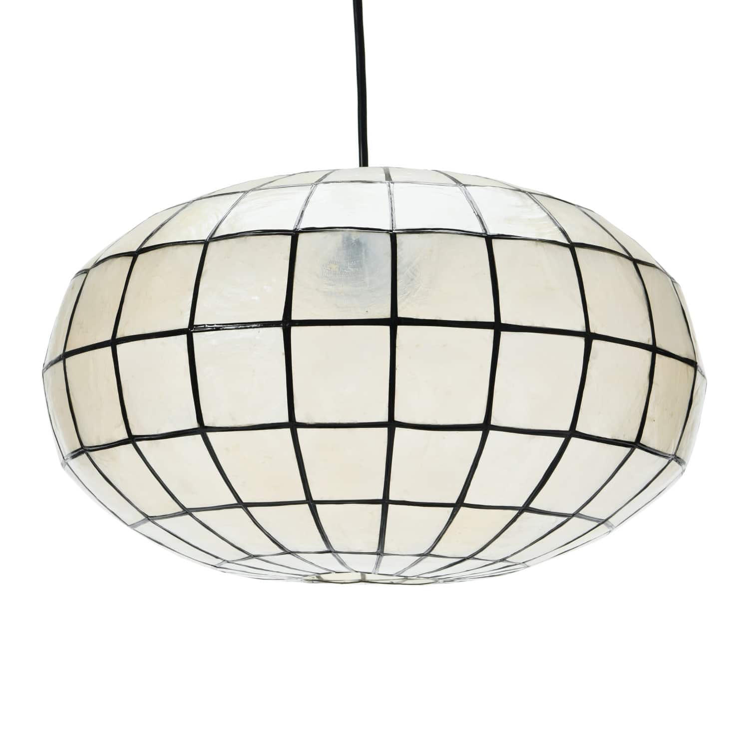 Hello Honey&#xAE; 16&#x22; White Capiz Seashell &#x26; Black Oblong Ceiling Light