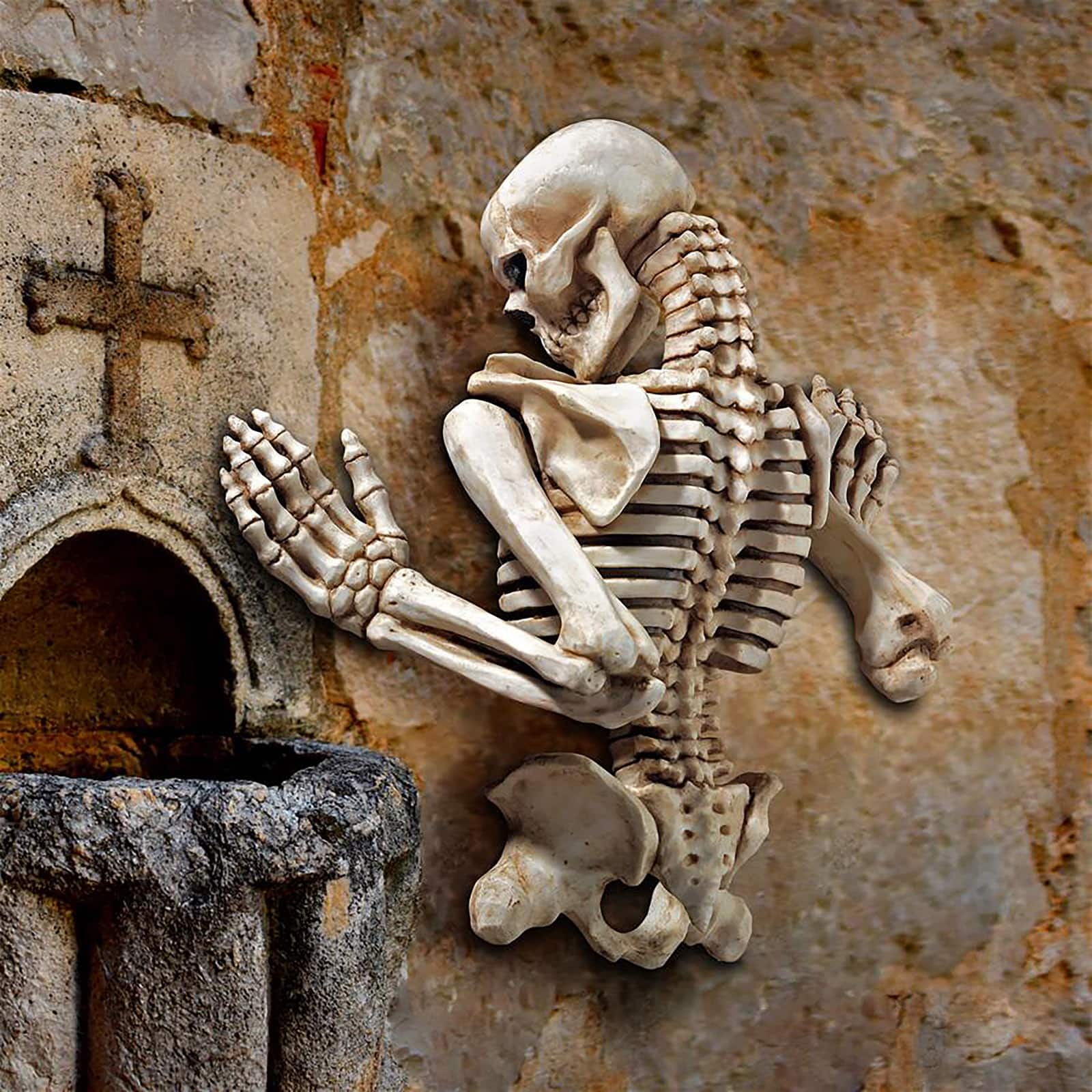 Design Toscano 21&#x22; Ascending Evil Climbing Skeleton Wall Sculpture