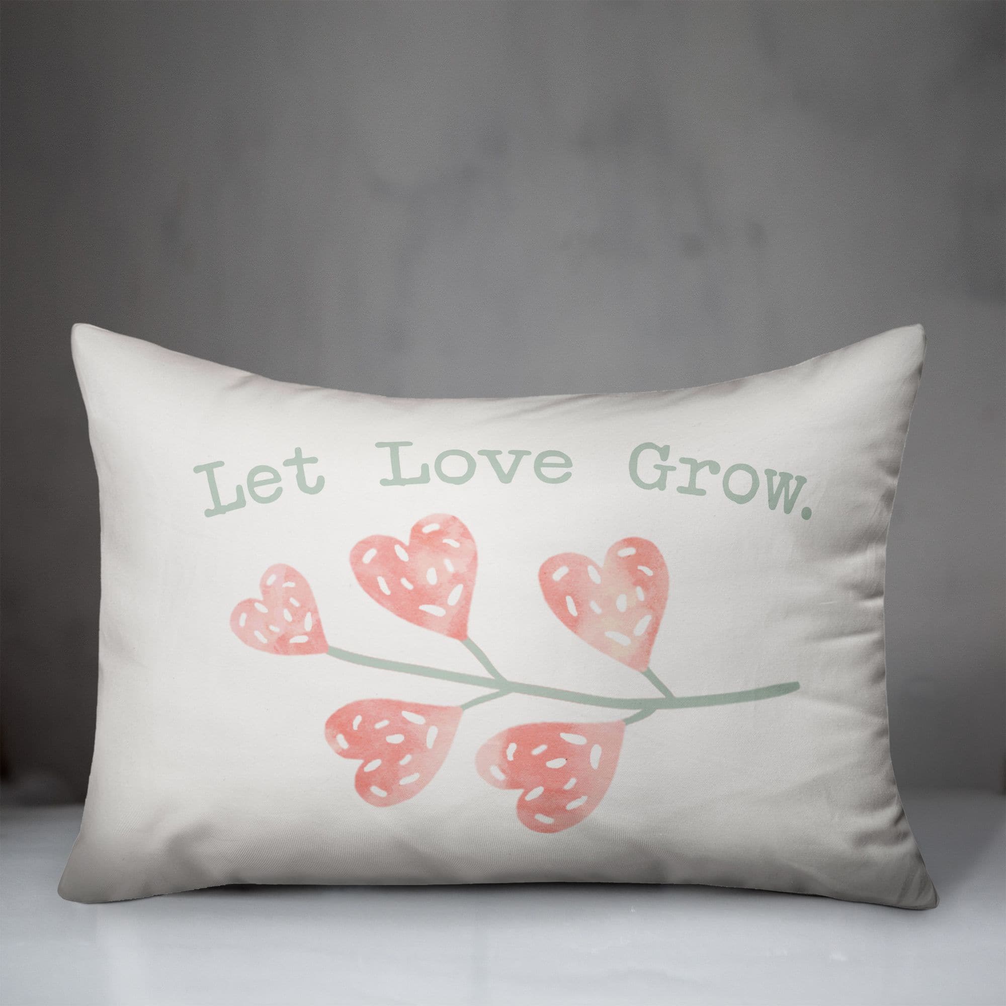 Let Love Grow Heart Branch Throw Pillow