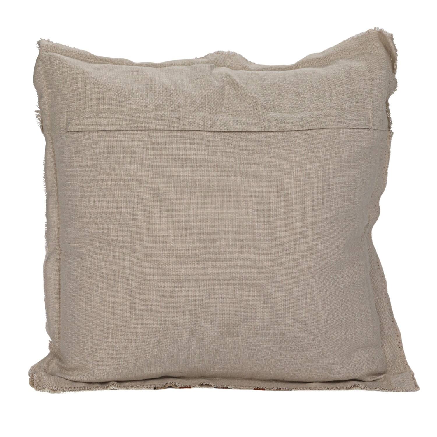 Hello Honey&#xAE; 20&#x22; Cream &#x26; Brown Striped Woven Linen Fringed Pillow