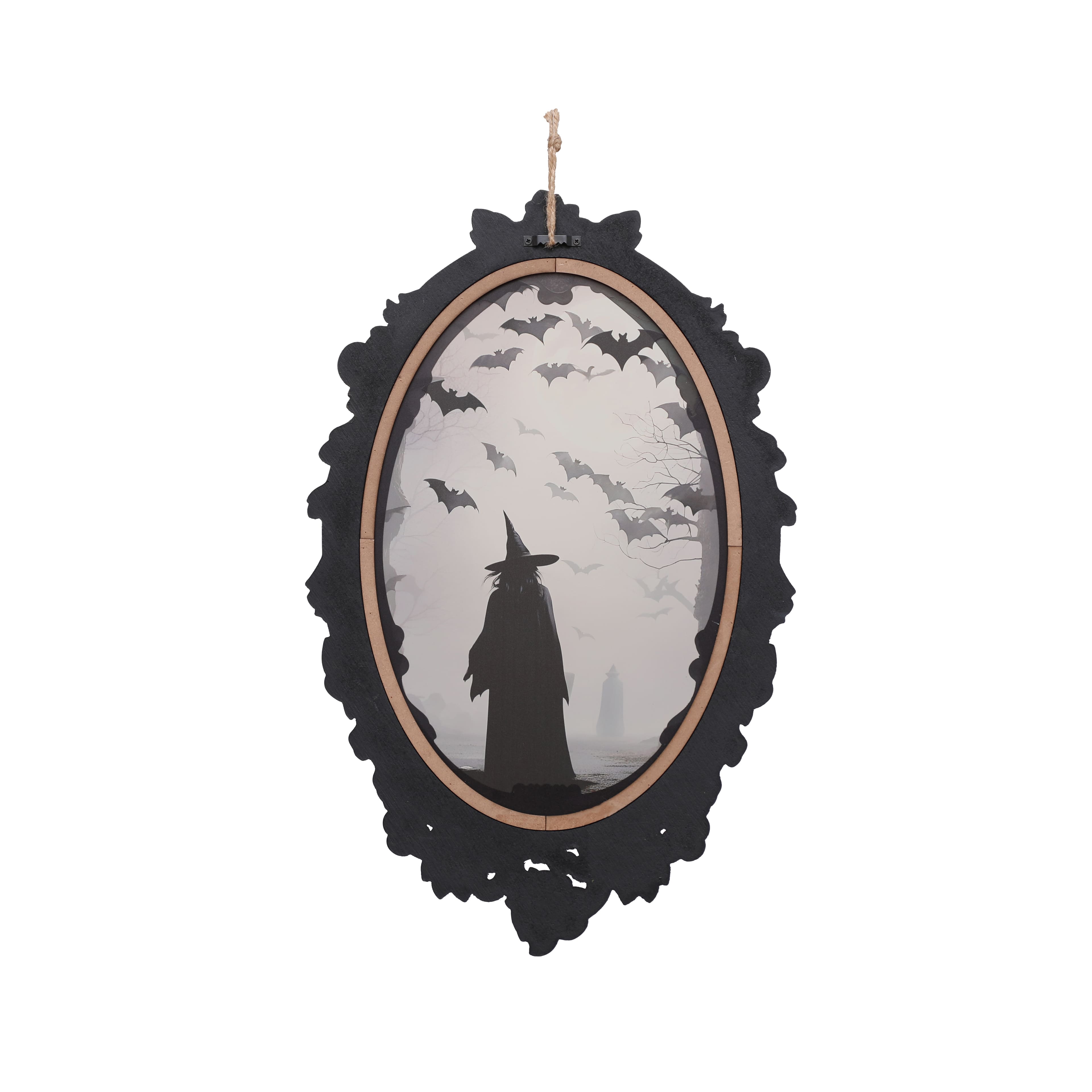 20&#x22; Woods Witch &#x26; Bats Oval Wall Art in Ornate Black Frame by Ashland&#xAE;