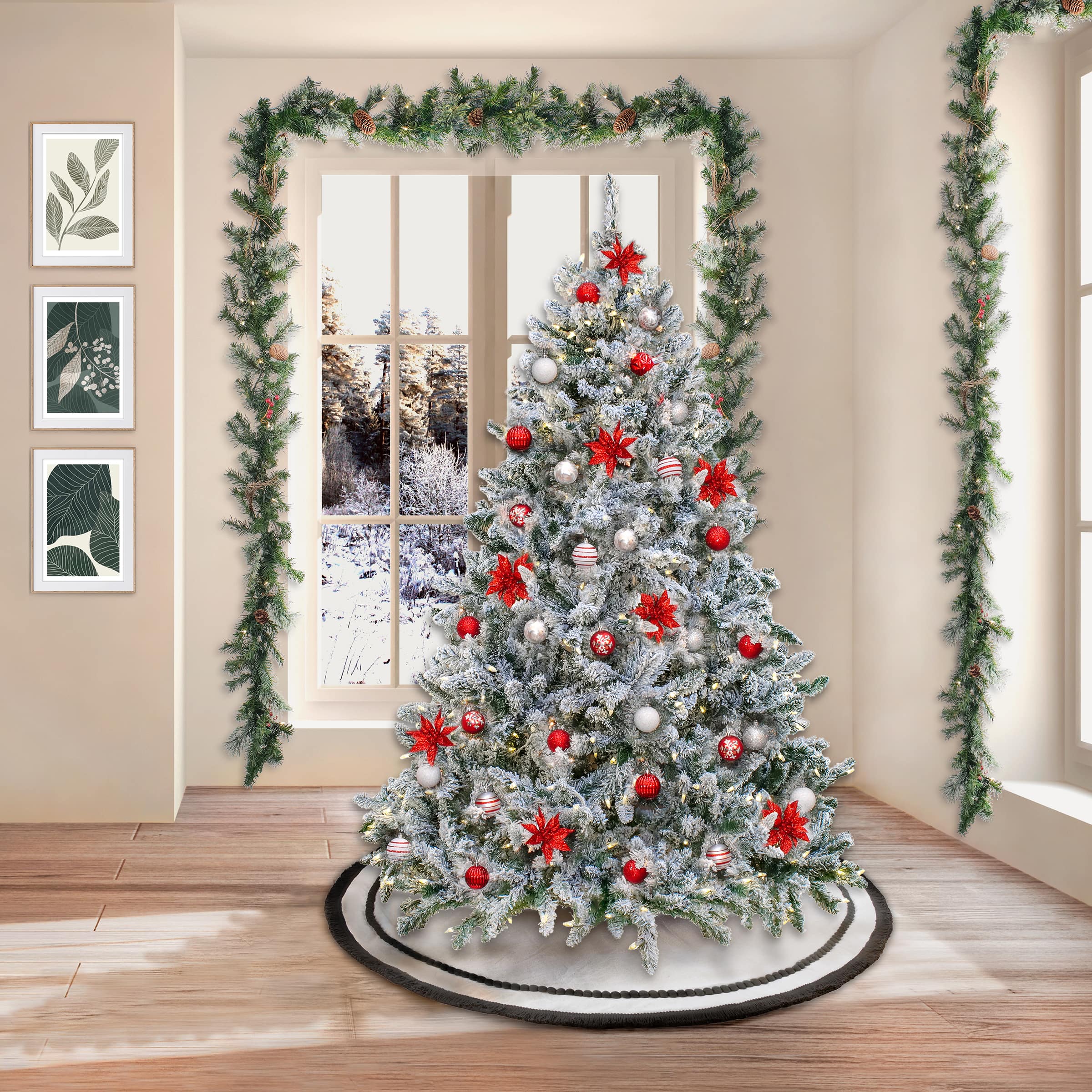6.5ft. Pre-Lit Snowy Hudson Artificial Christmas Tree, Dual Color&#xAE; LED Lights