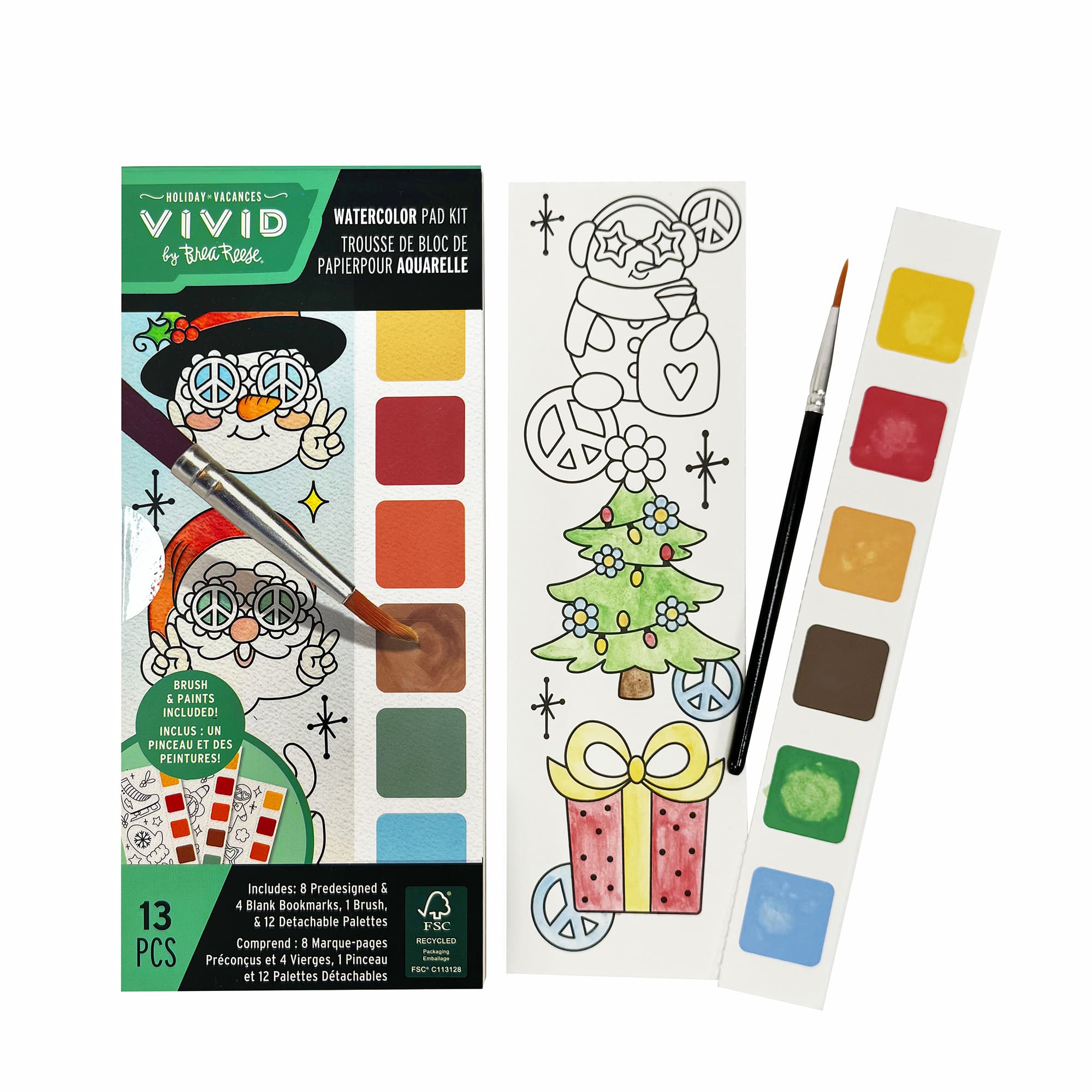 VIVID by Brea Reese&#xAE; Frosty Holiday Bookmark Watercolor Pad Kit