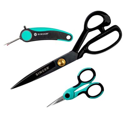 SINGER ProSeries Scissor Set, Heavy Duty Bent 8 1/2 Fabric Scissors, All  Purpose 5 1/2 Craft Scissors, 4 1/2 Detail Scissors, Teal, Pack of 3 