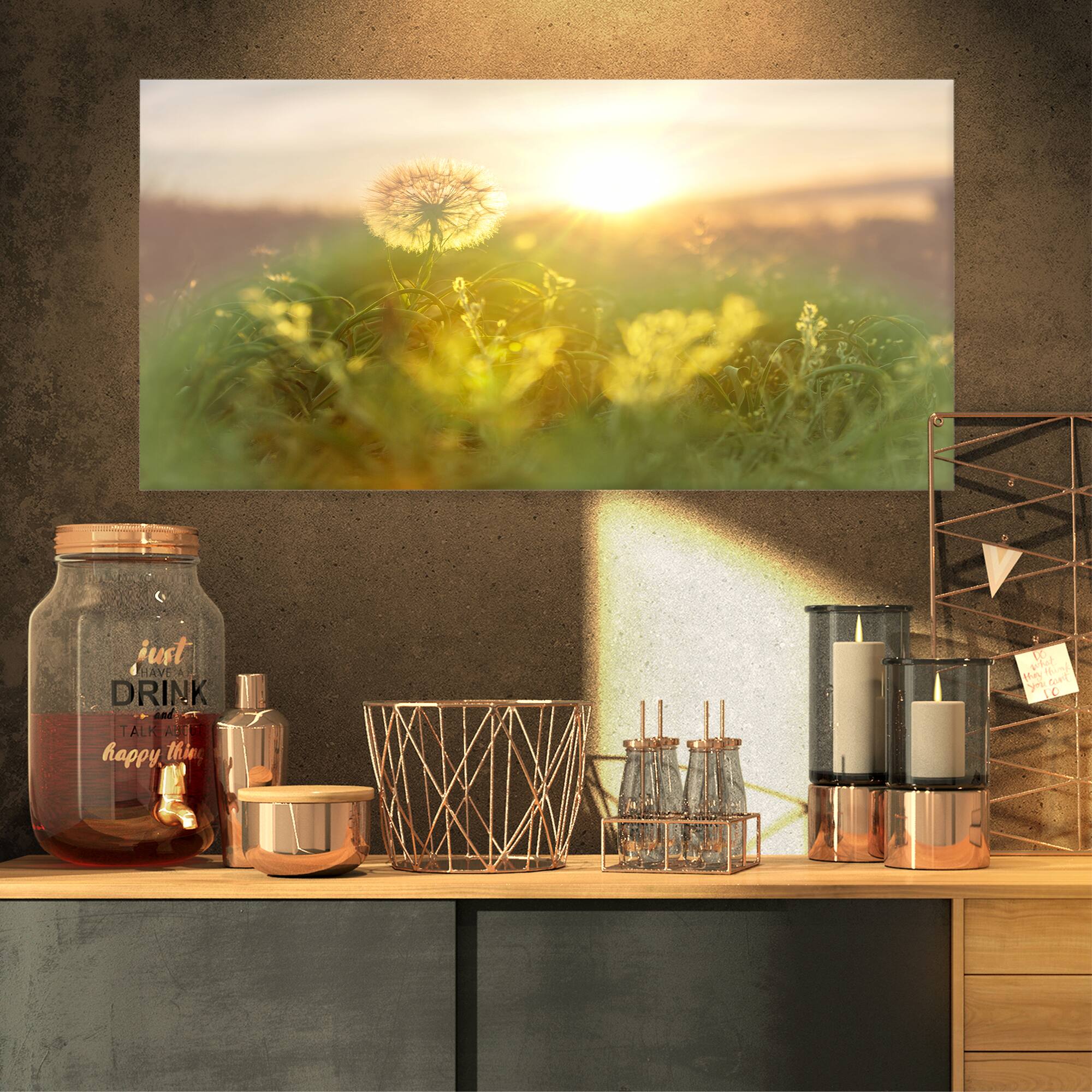 Designart - Dandelion Blooming Flower in Field - Floral Canvas Art Print