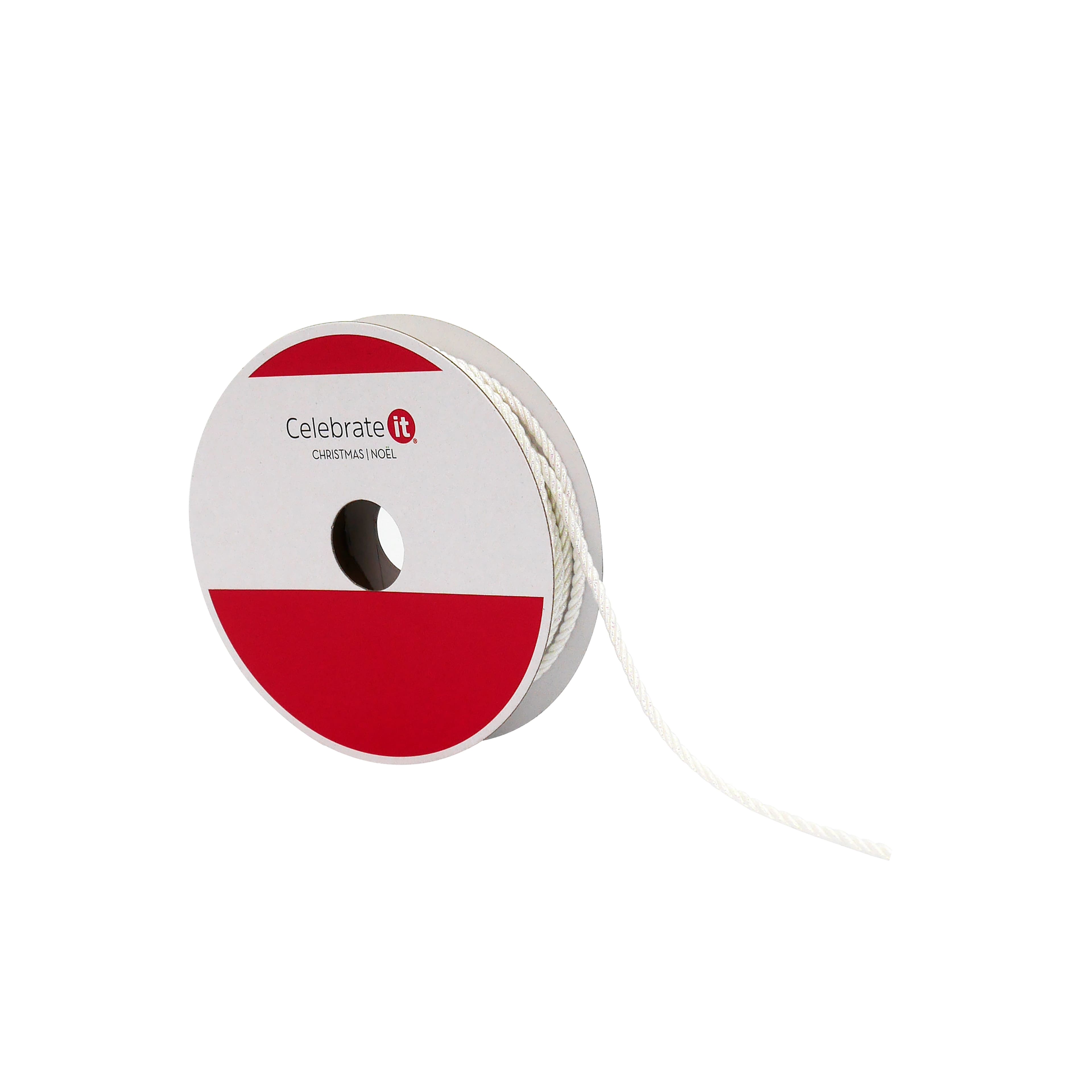 1/10&#x22; x 30ft. White Cord Ribbon by Celebrate It&#xAE;