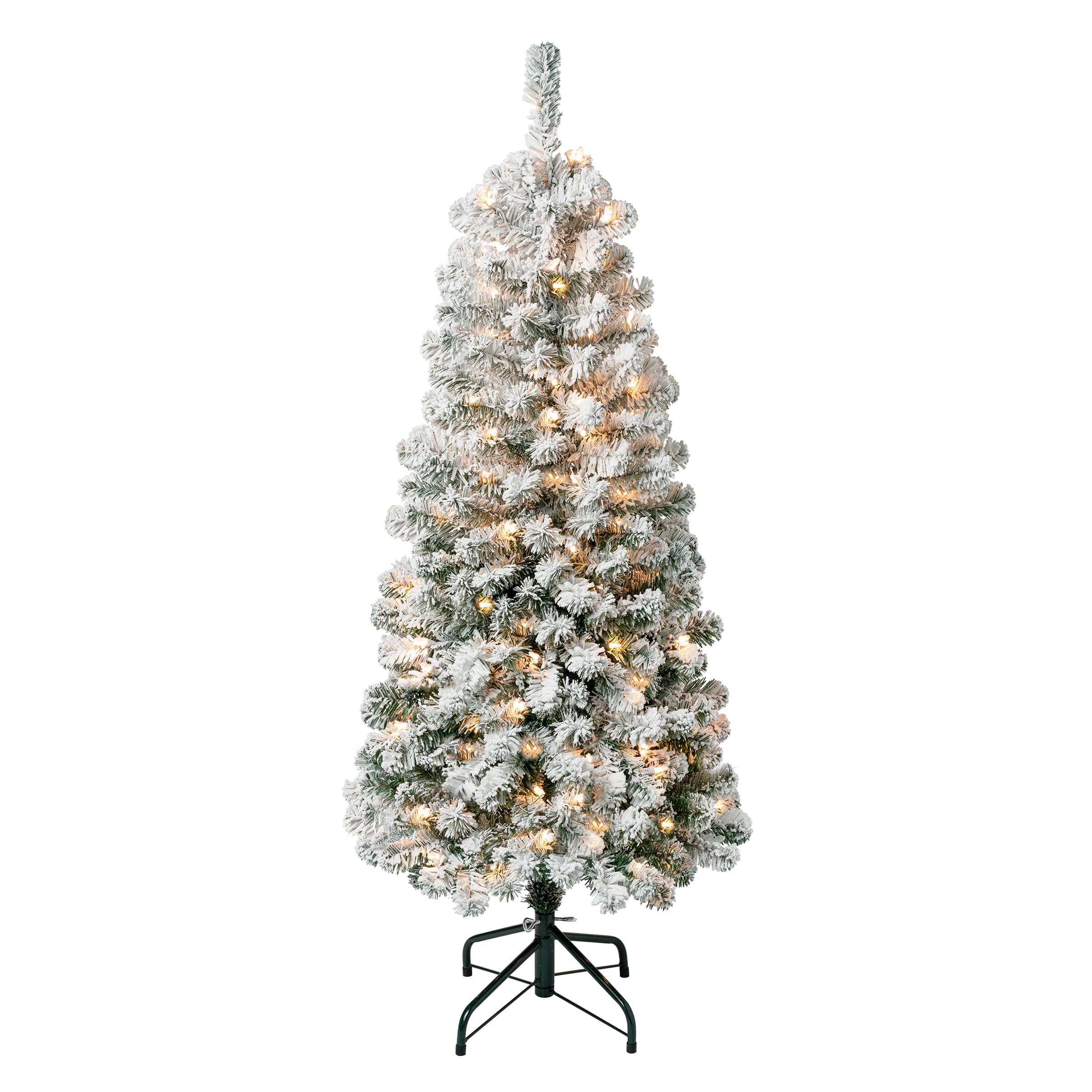 4.5ft. Pre-Lit Acacia Medium Flocked Artificial Christmas Tree, Clear Lights