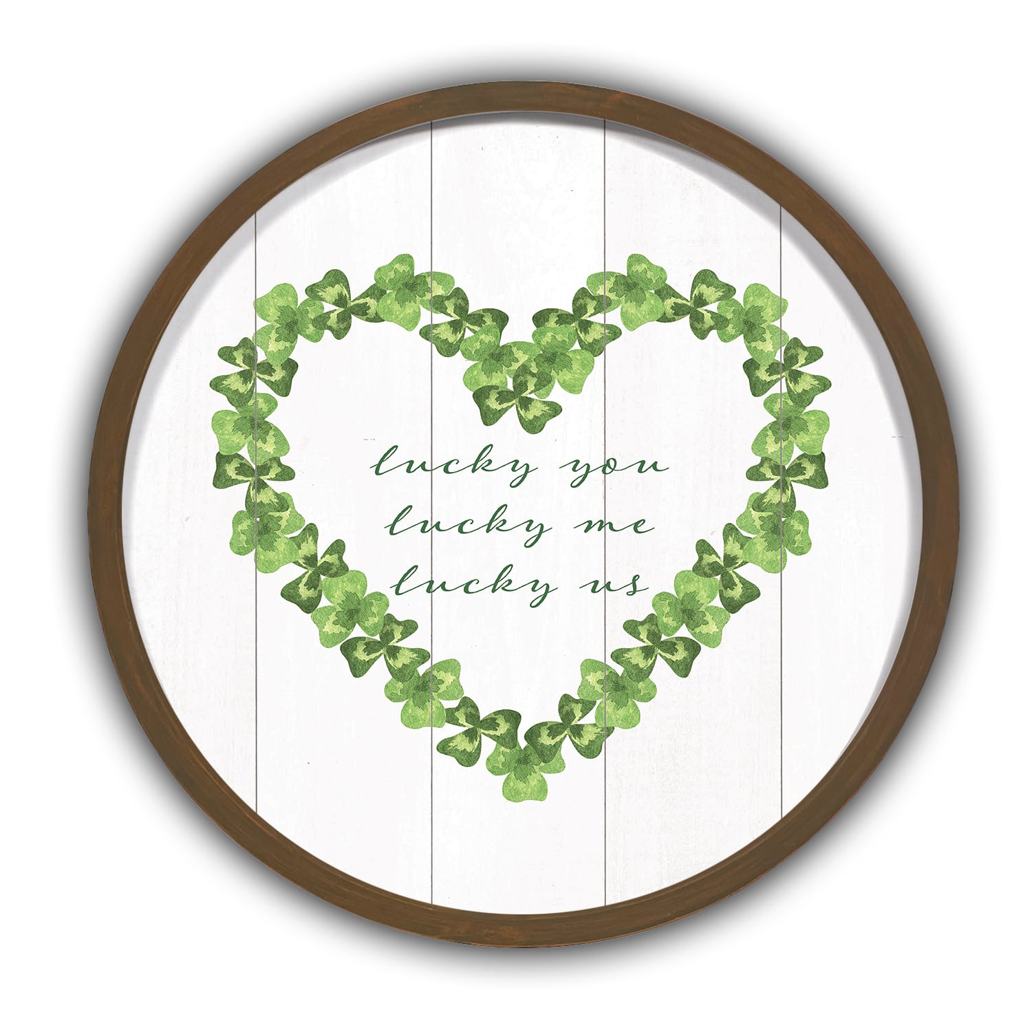 Lucky Us Round Brown Framed Print