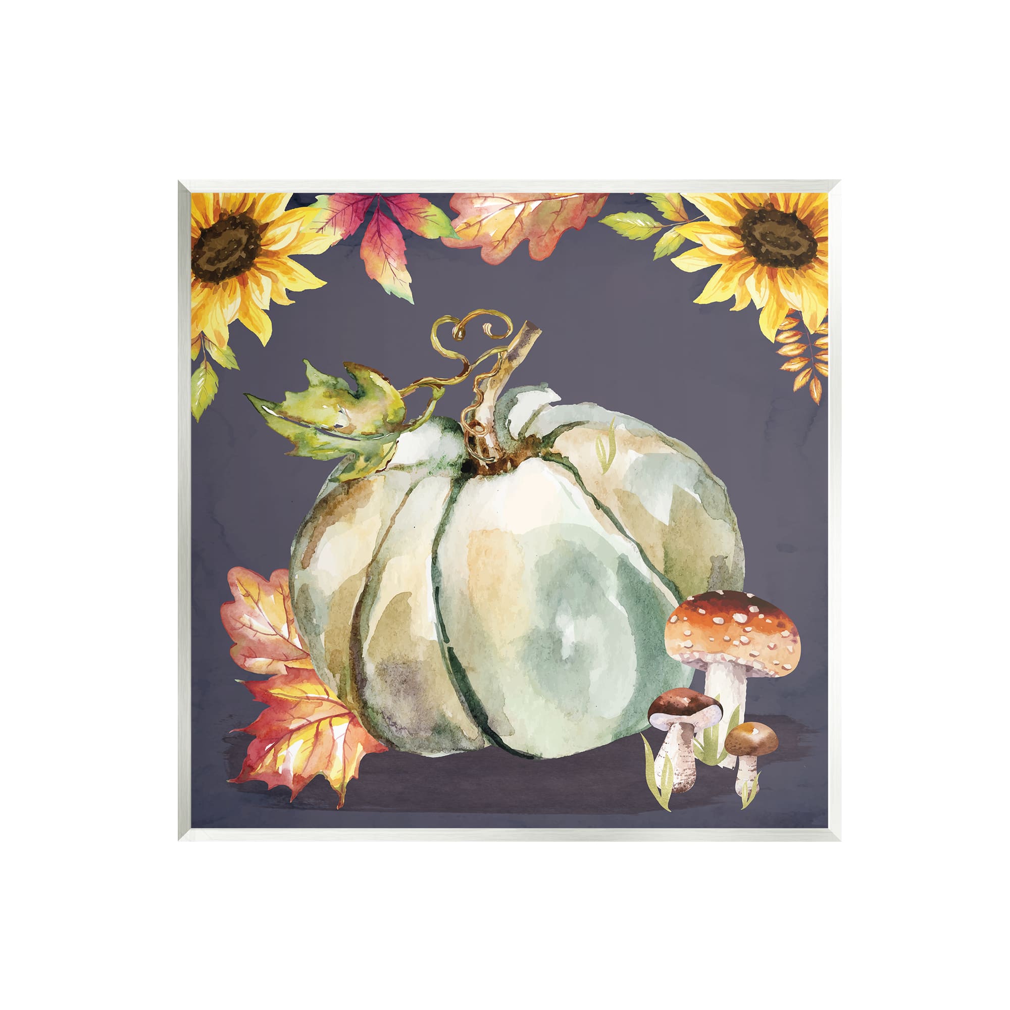 Stupell Industries Floral Autumn Pumpkin & Mushrooms Wall Plaque Art