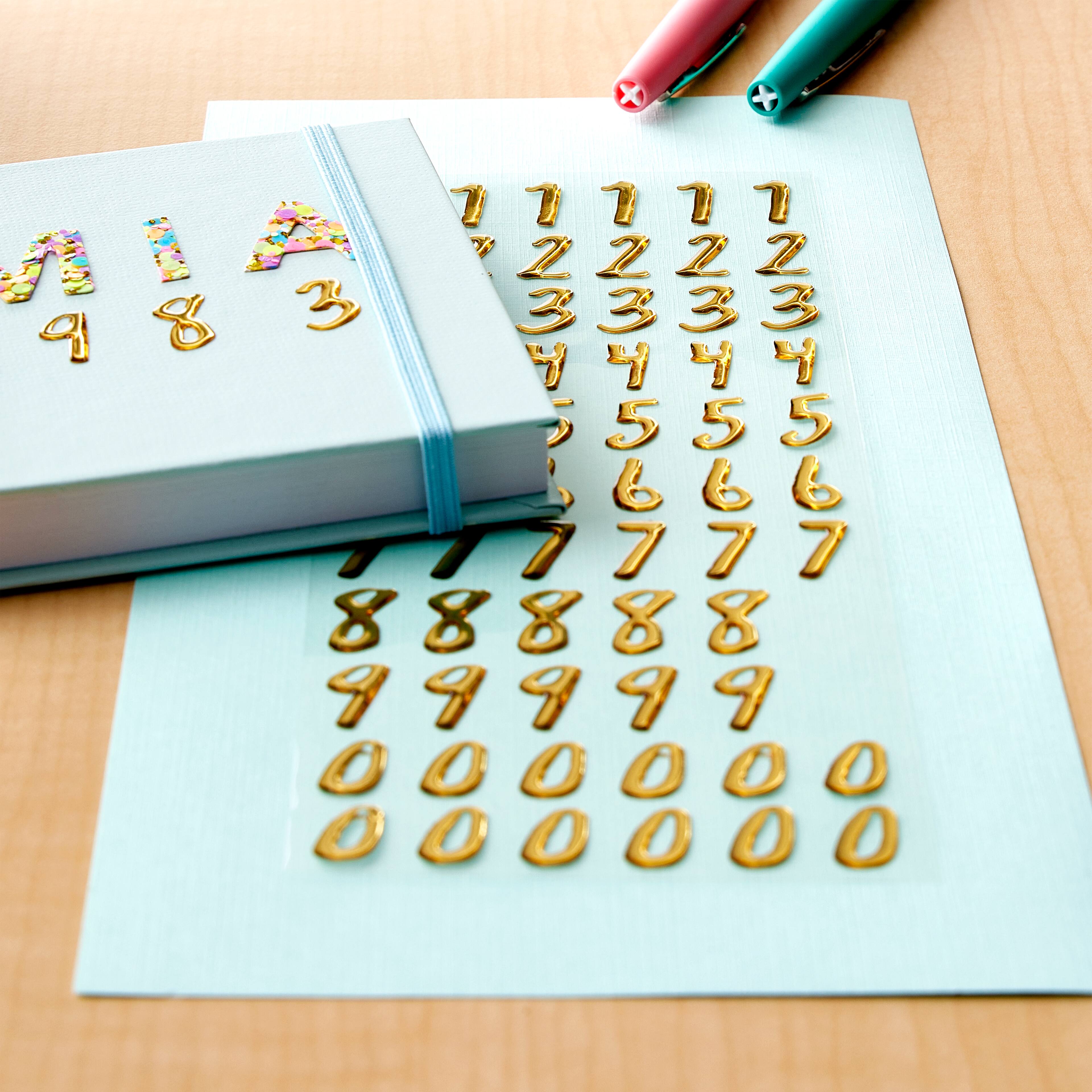 12 Packs: 66 ct. (792 total) Gold Foil Number Stickers by Recollections&#x2122;