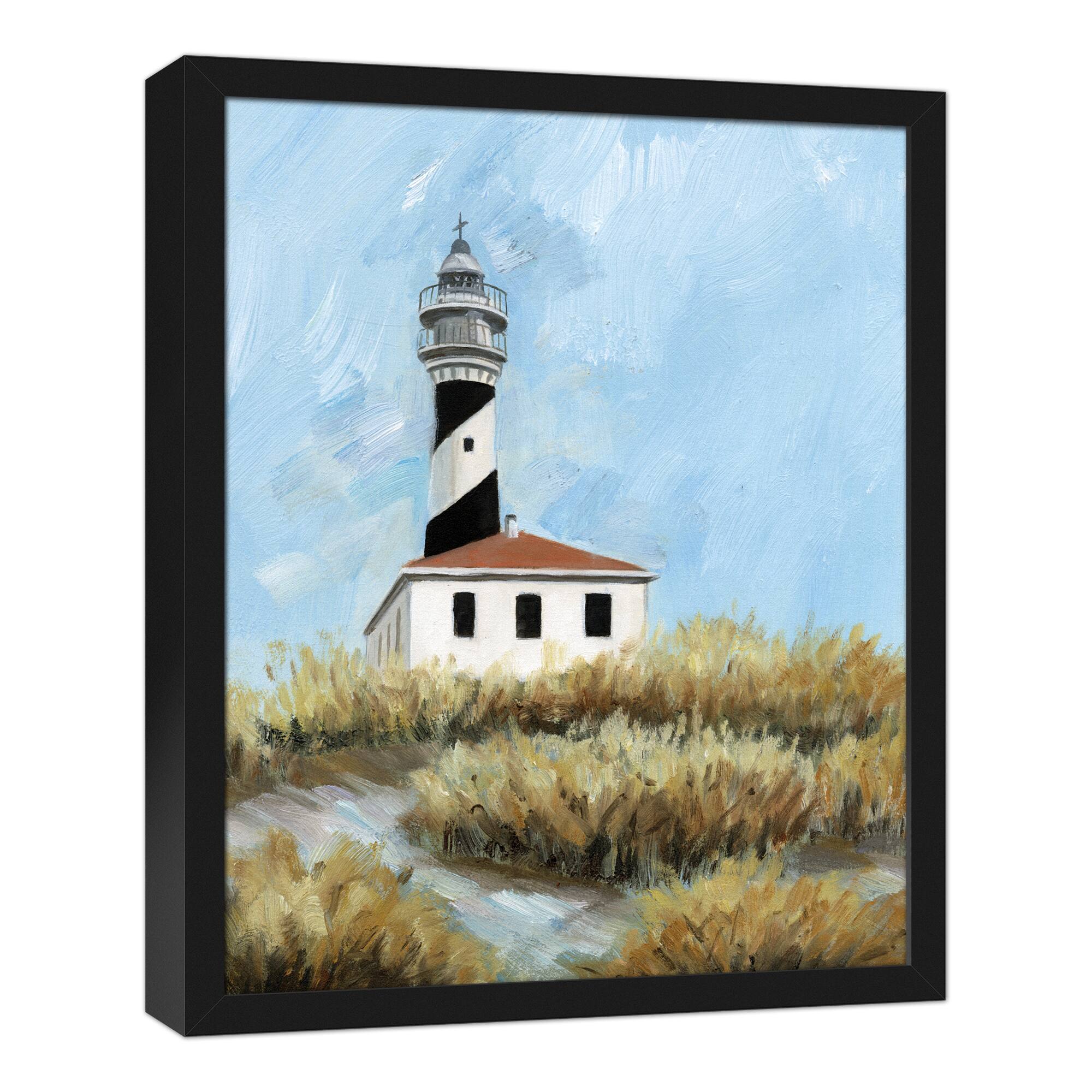 Coastal Lighthouse Black Framed Canvas