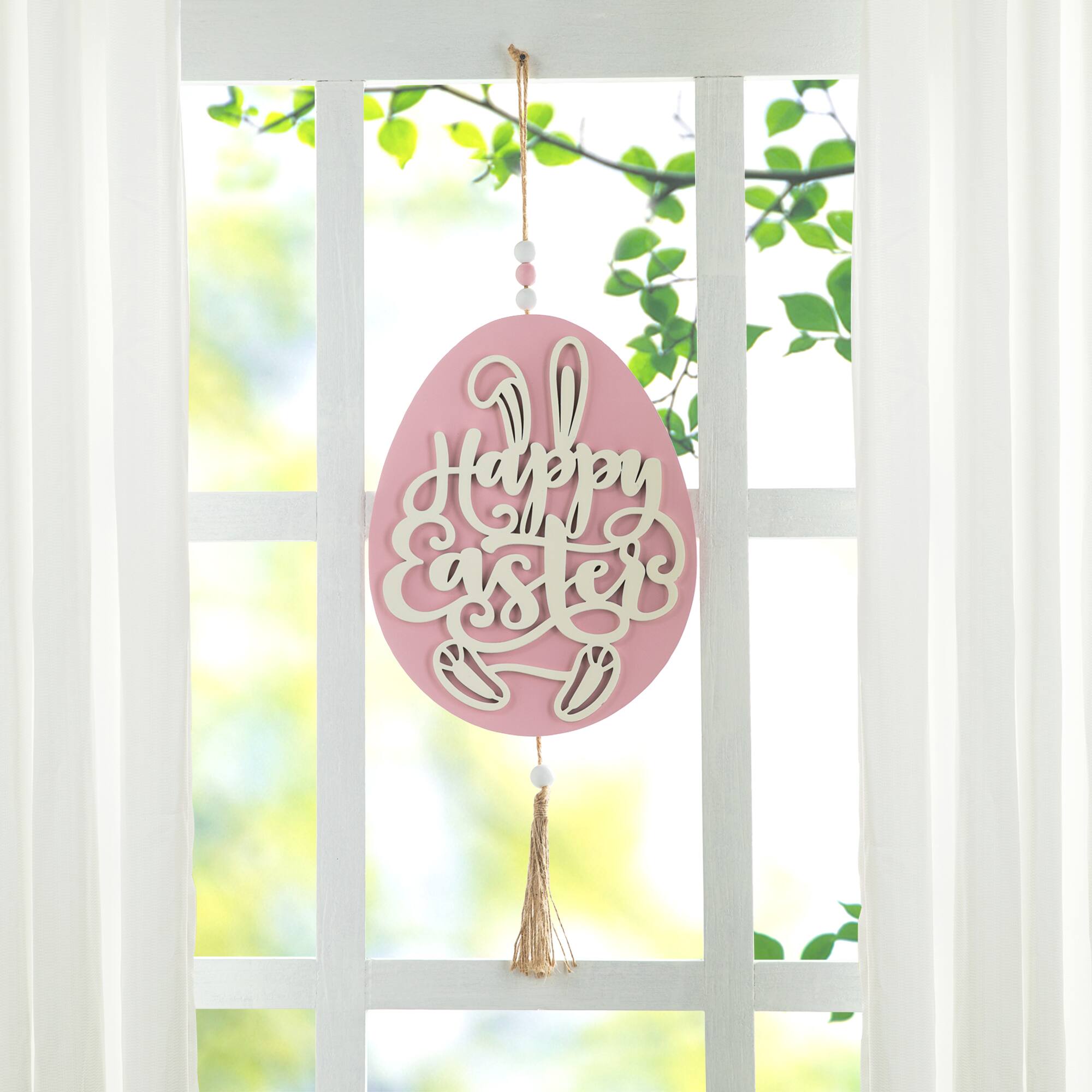 Glitzhome® 17" Easter Wooden Eggs Door Hanger Set