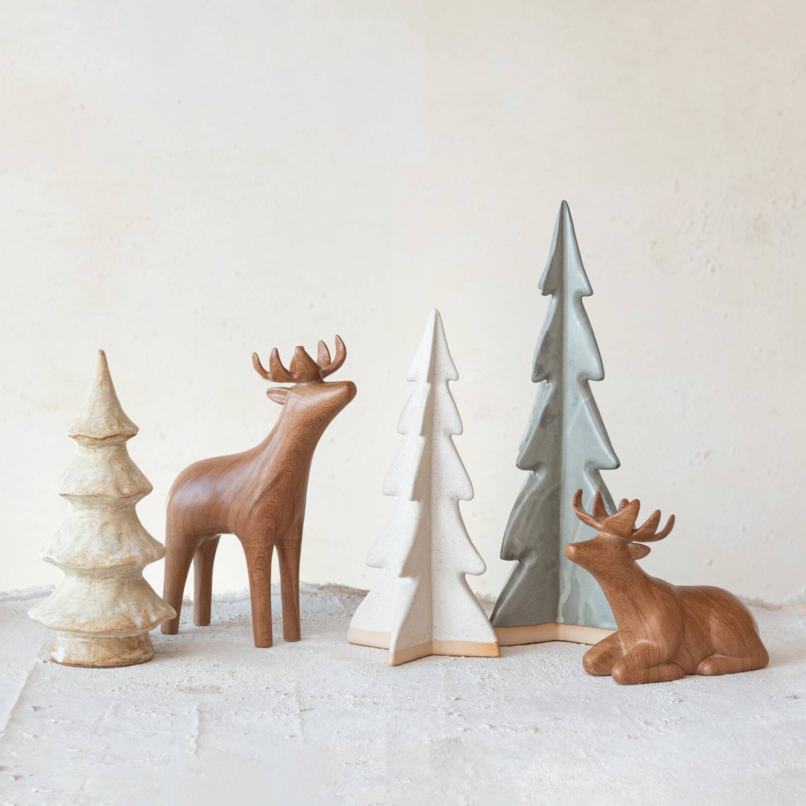 Hello Honey® 7.25" Brown Woodgrain Lying Deer Stoneware Décor