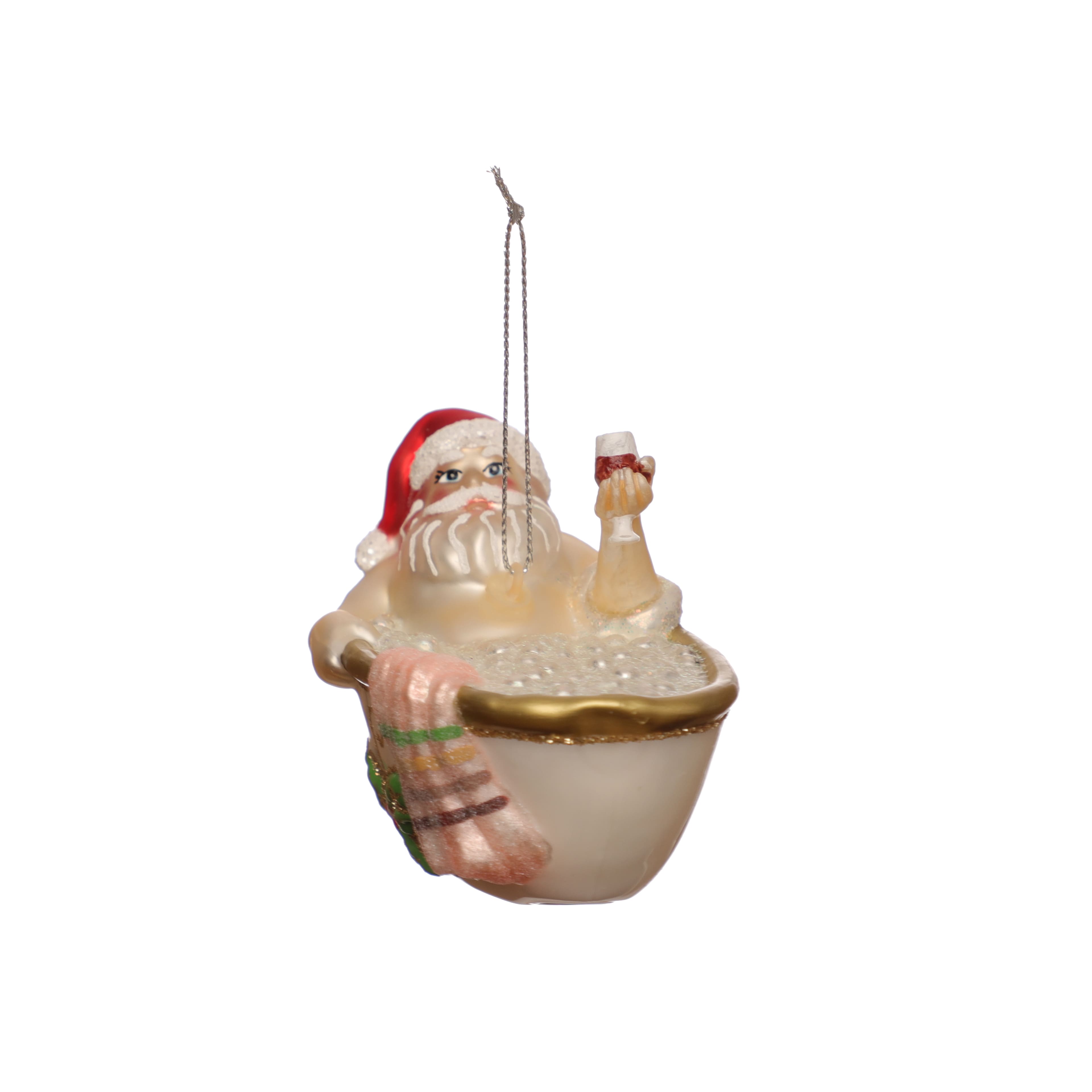 4&#x22; Santa in Tub Glass Ornament by Ashland&#xAE;