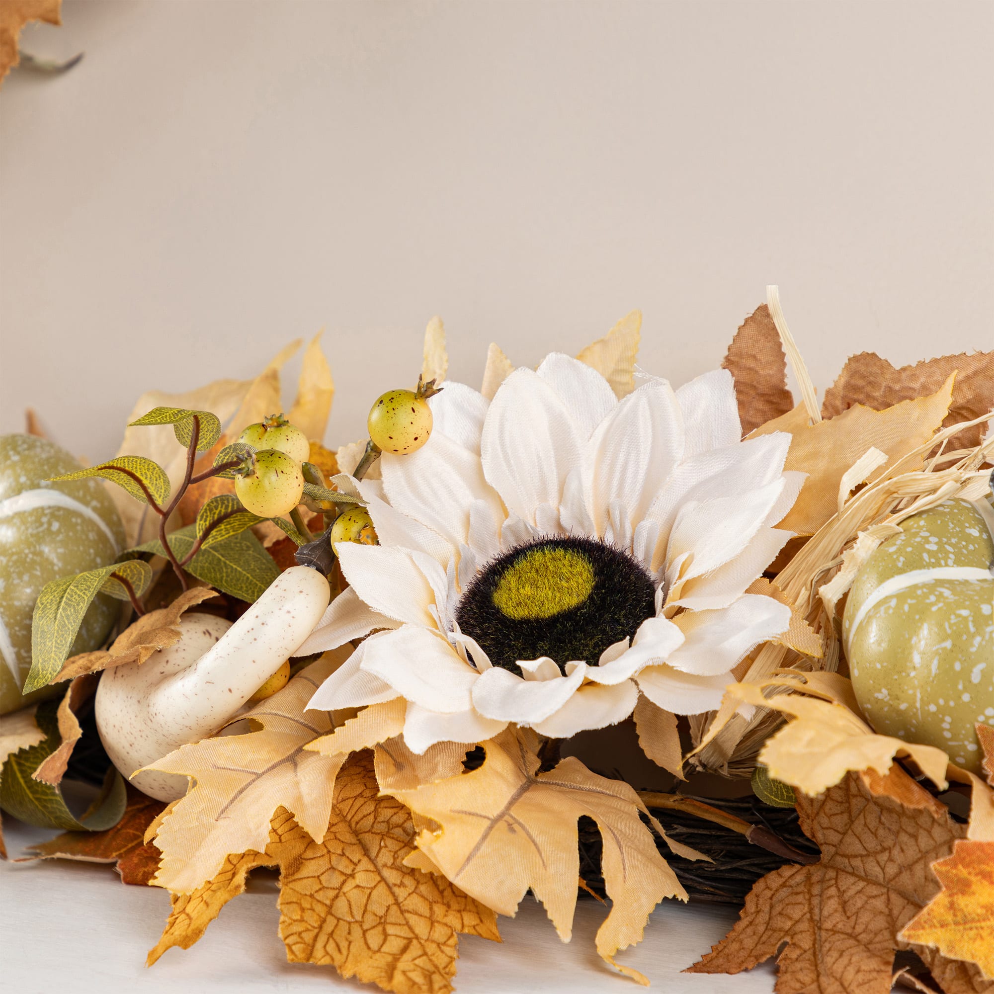 Glitzhome&#xAE; 72&#x22; Fall Neutral Sunflower, Pumpkin and Leaf Garland