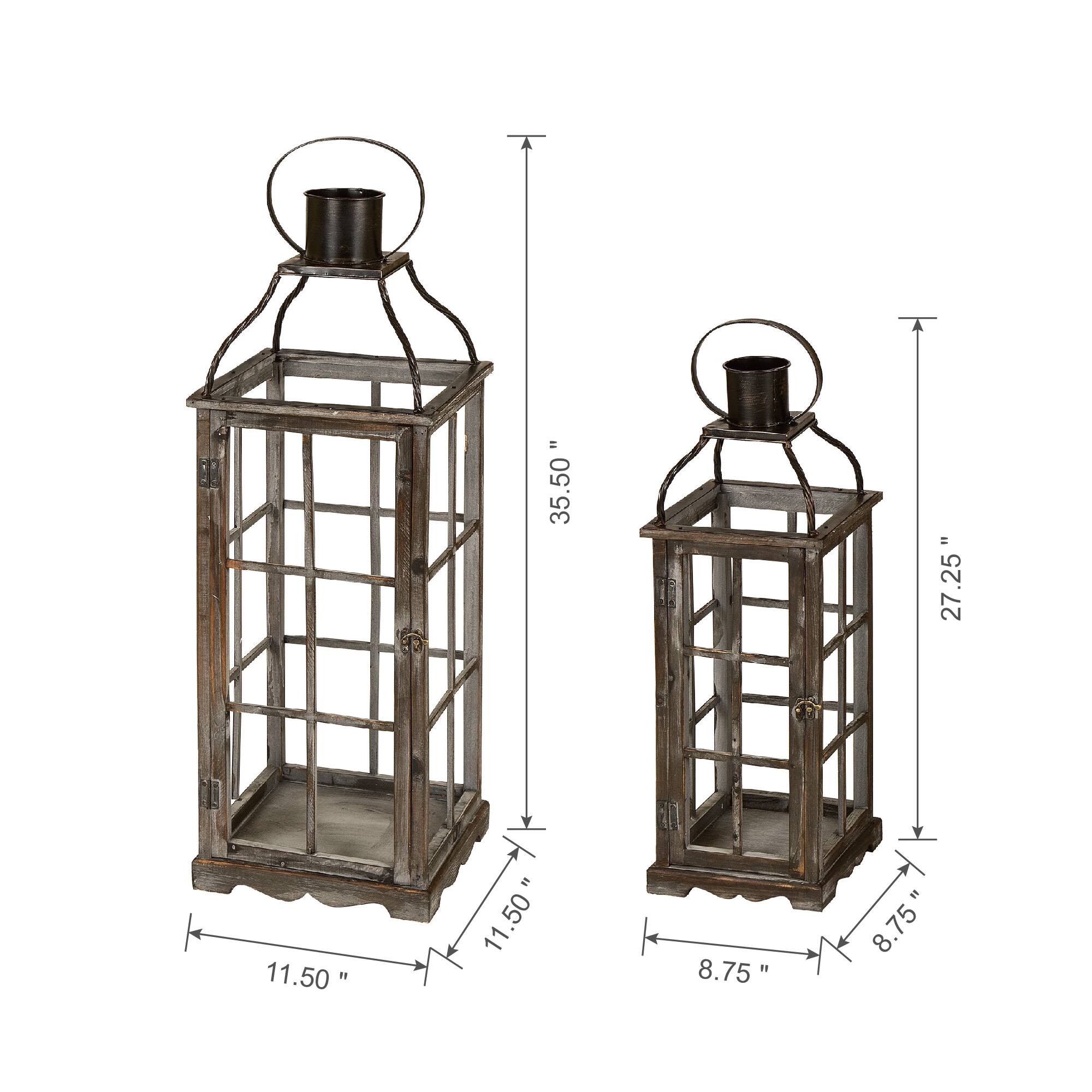 Glitzhome&#xAE; Oversized Wood &#x26; Metal Lantern Set