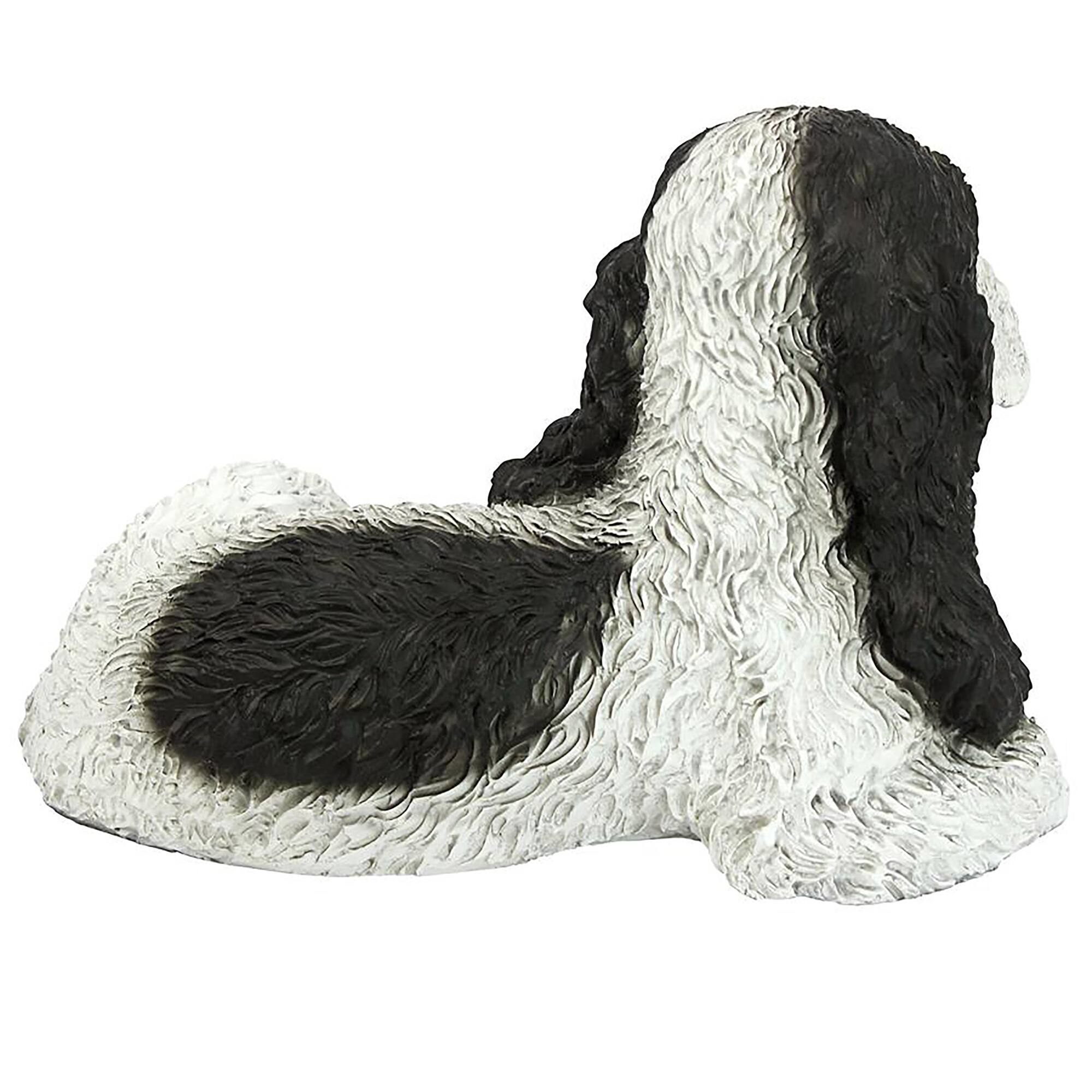 Design Toscano 10&#x22; Black &#x26; White Cocker Spaniel Puppy Dog Statue