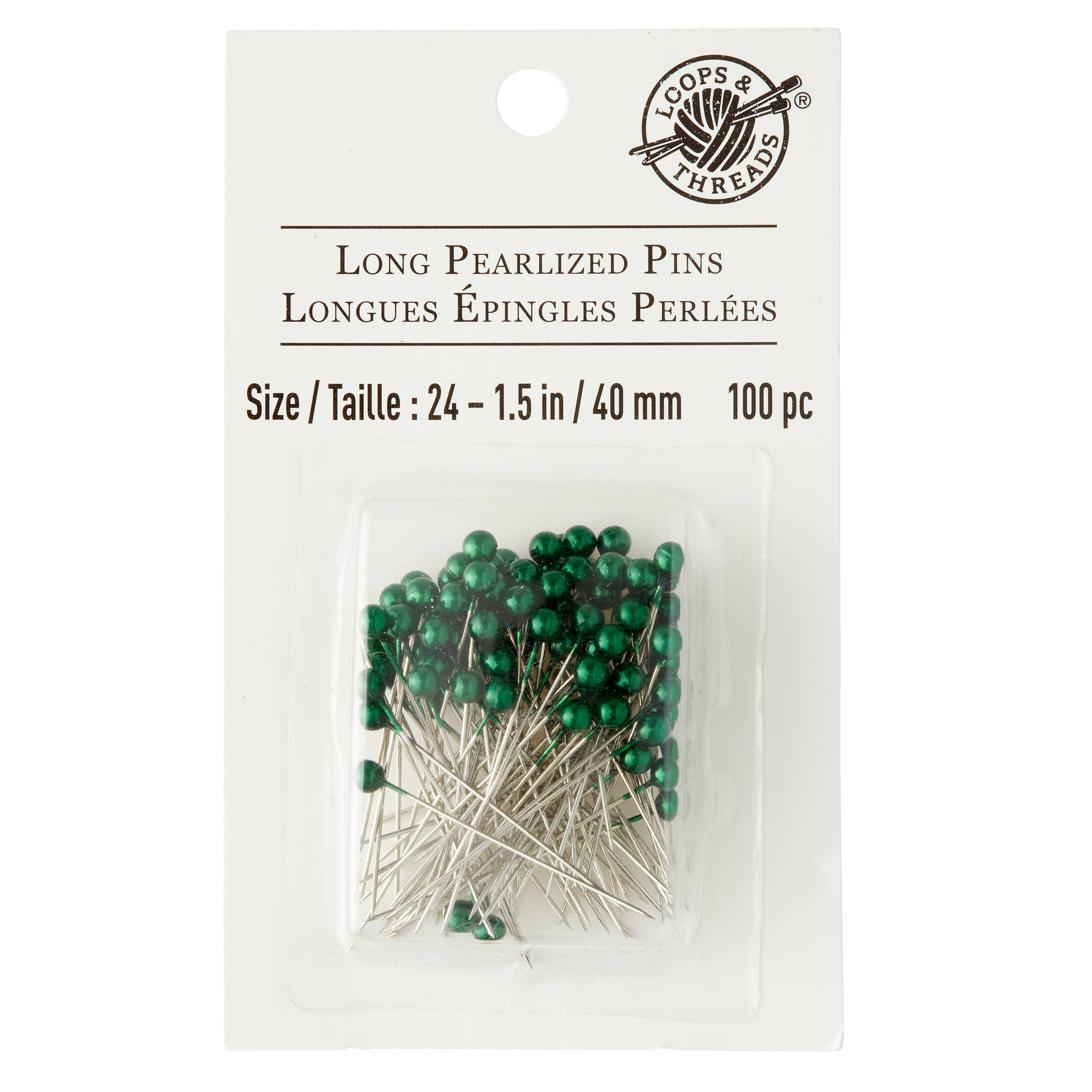 12 Packs: 100 ct. (1,200 total) Long Pearlized Pins by Loops &#x26; Threads&#x2122;