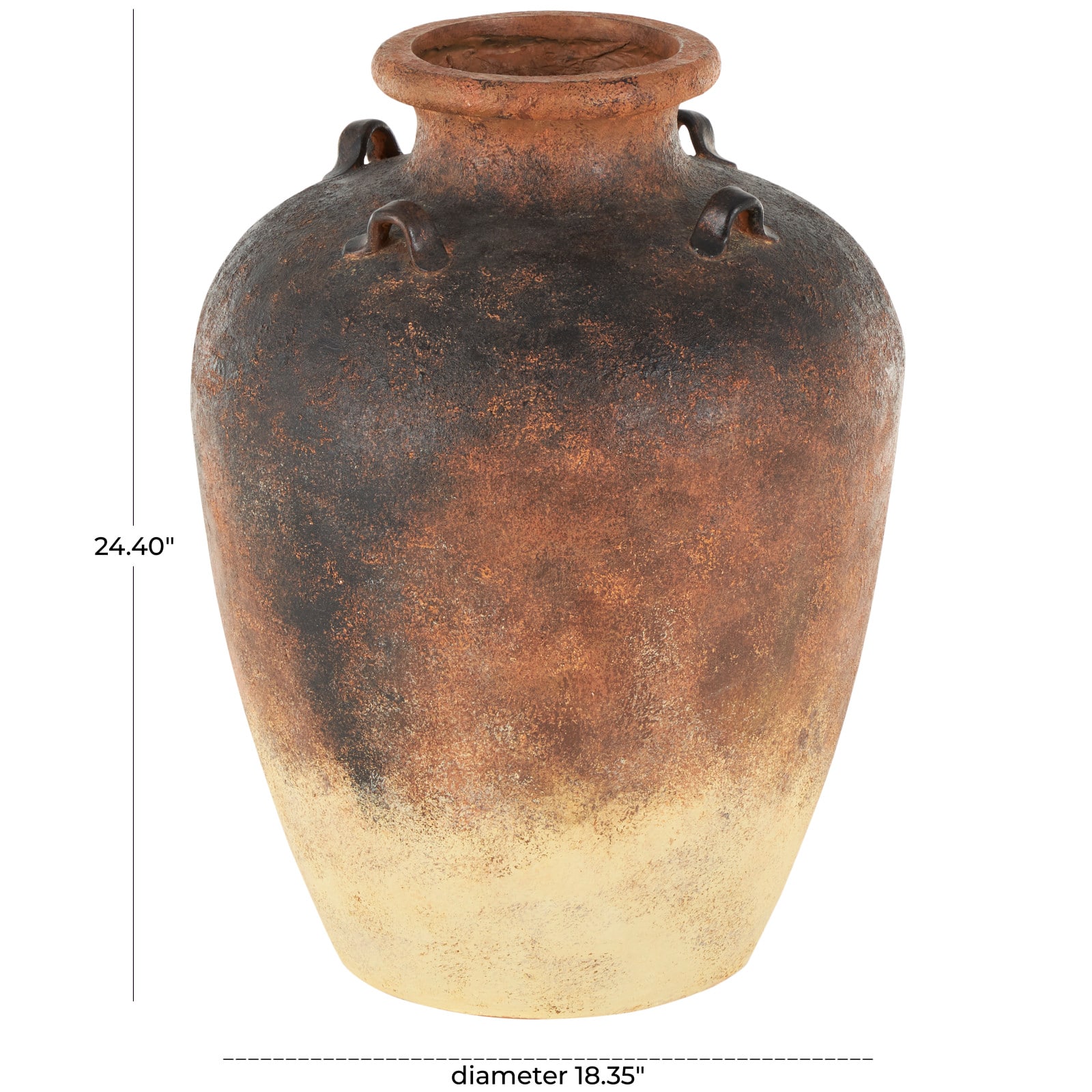 24.5" Copper Ombre Antique Textured Magnesium Oxide Amphora Vase