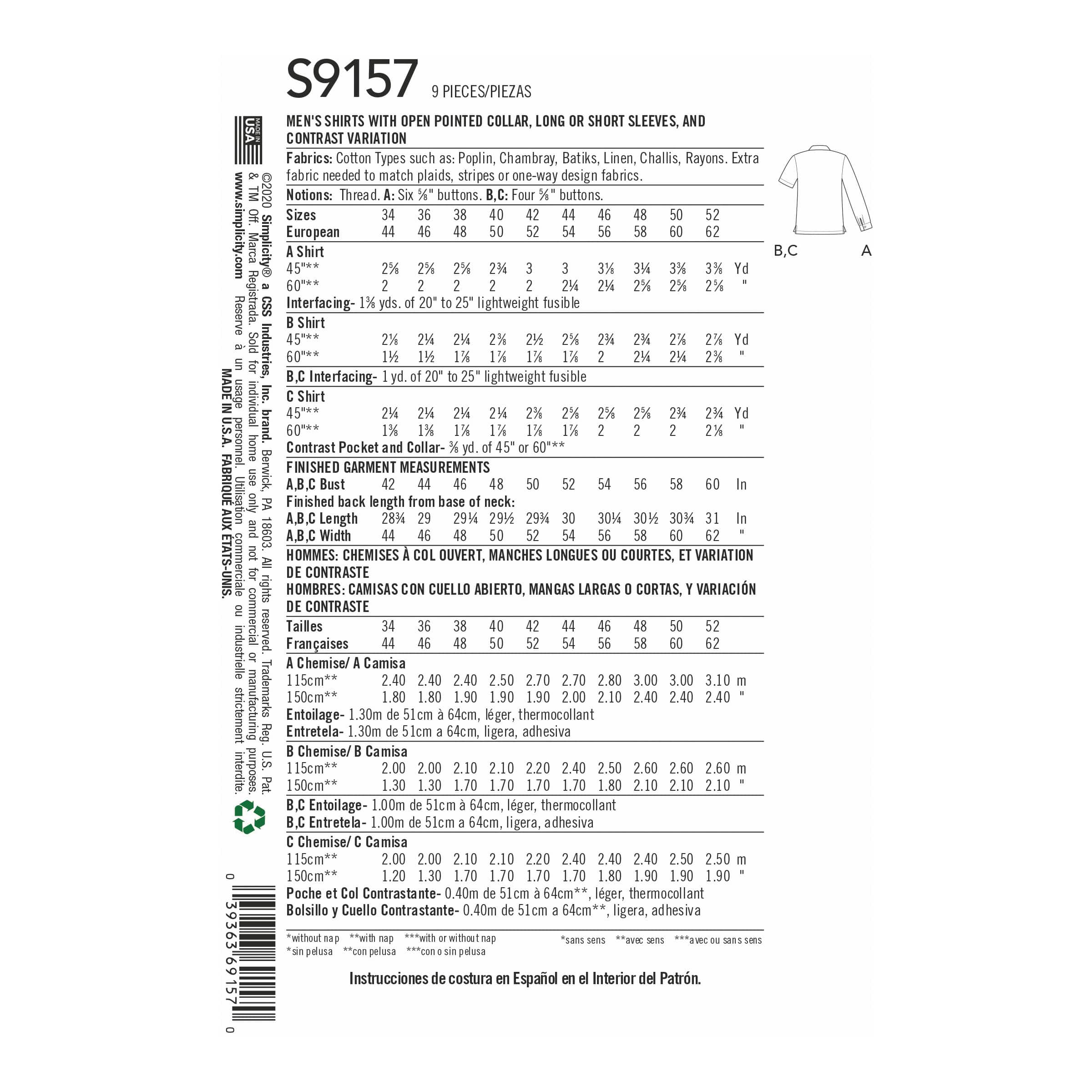 Simplicity® Pattern CS9157 (34-36-38-40-42)