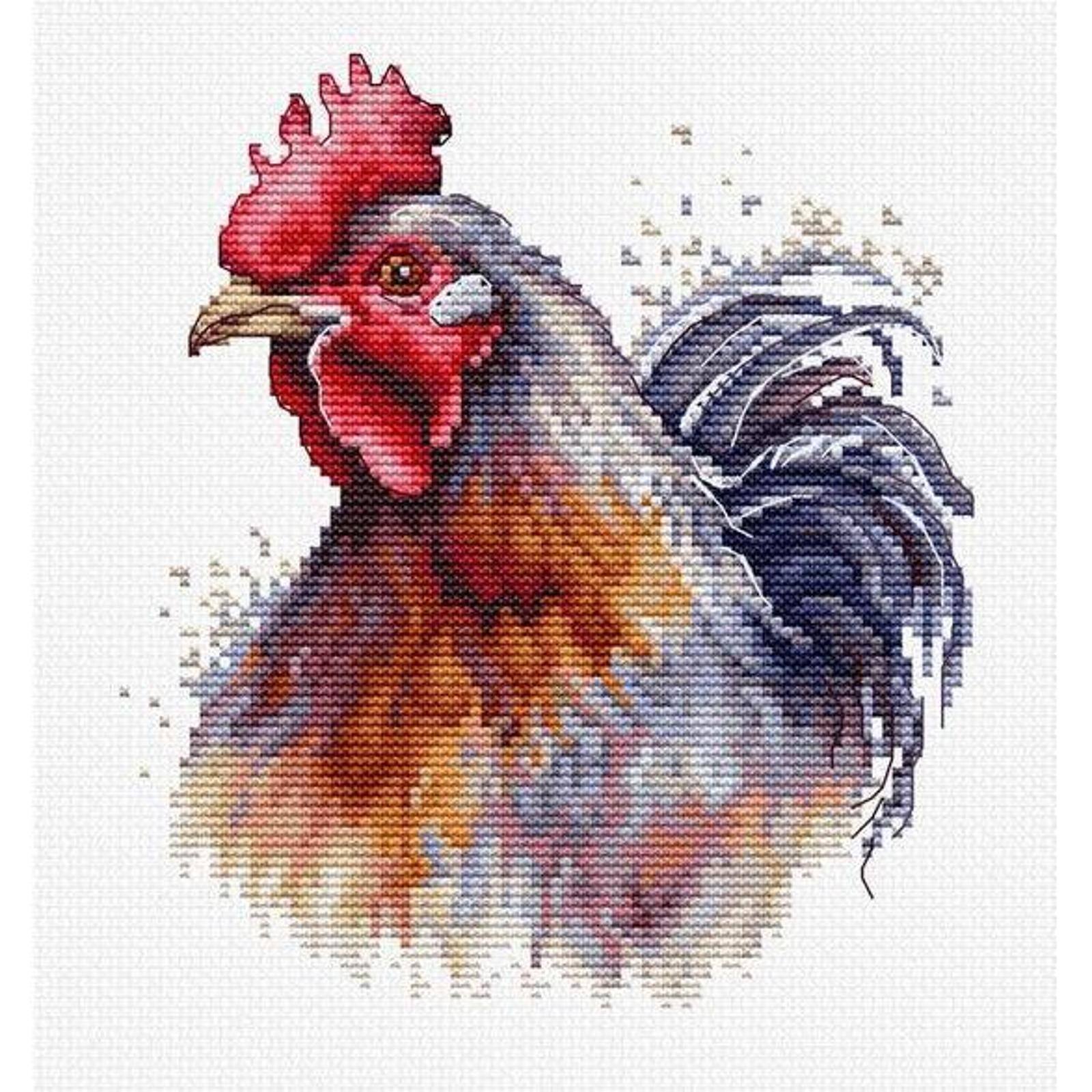 Luca-S The Rooster Counted Cross Stitch Kit with Display Hoop