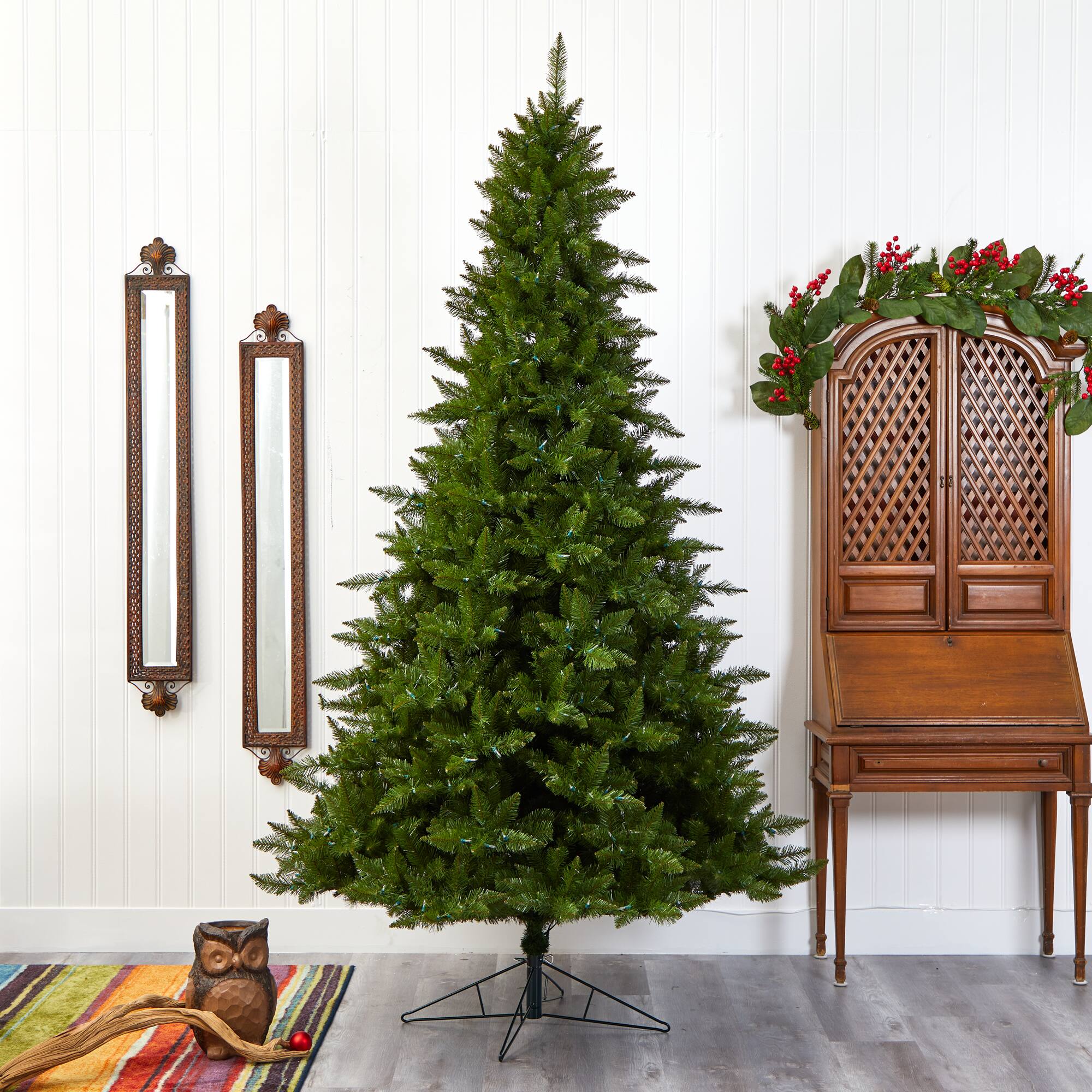 9ft. Pre-Lit Vermont Spruce Artificial Christmas Tree, Warm White LED Lights