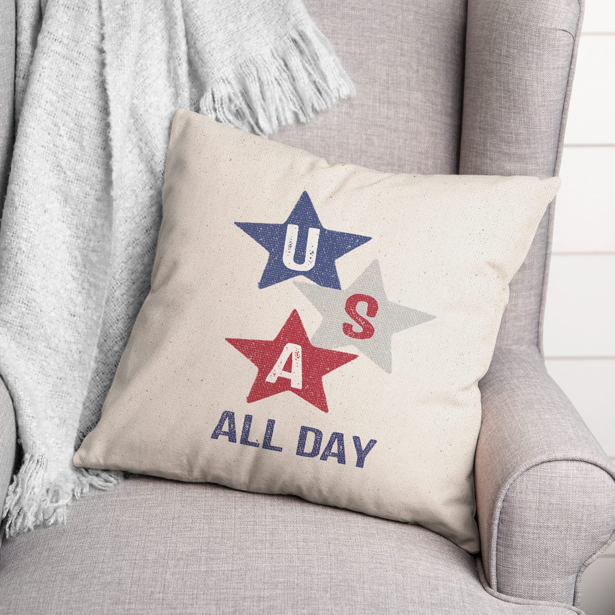 USA All Day Throw Pillow