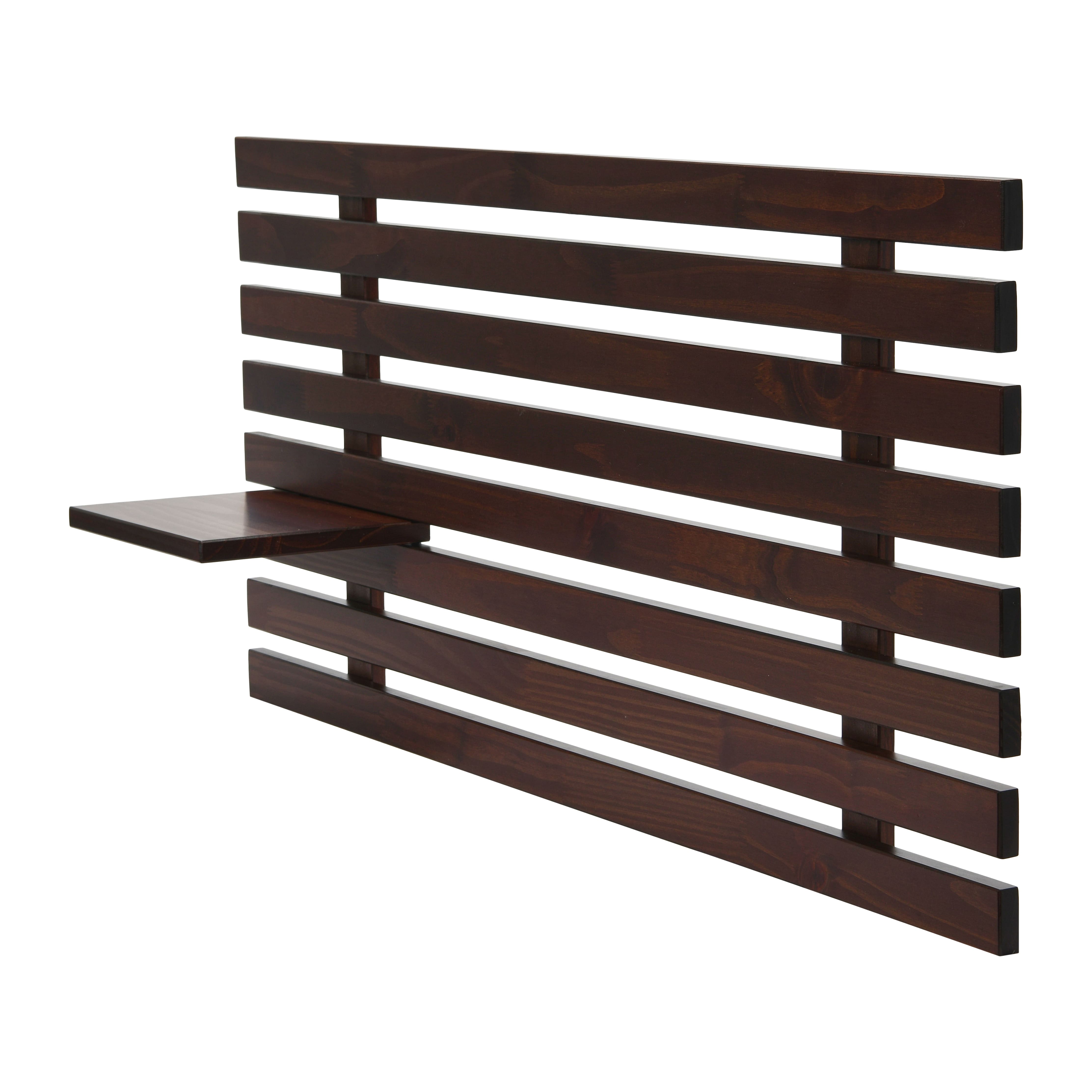 Hello Honey® Adjustable Walnut Solid Wood 2-Panel Headboard Set with Wall Storage for Twin, Queen or King