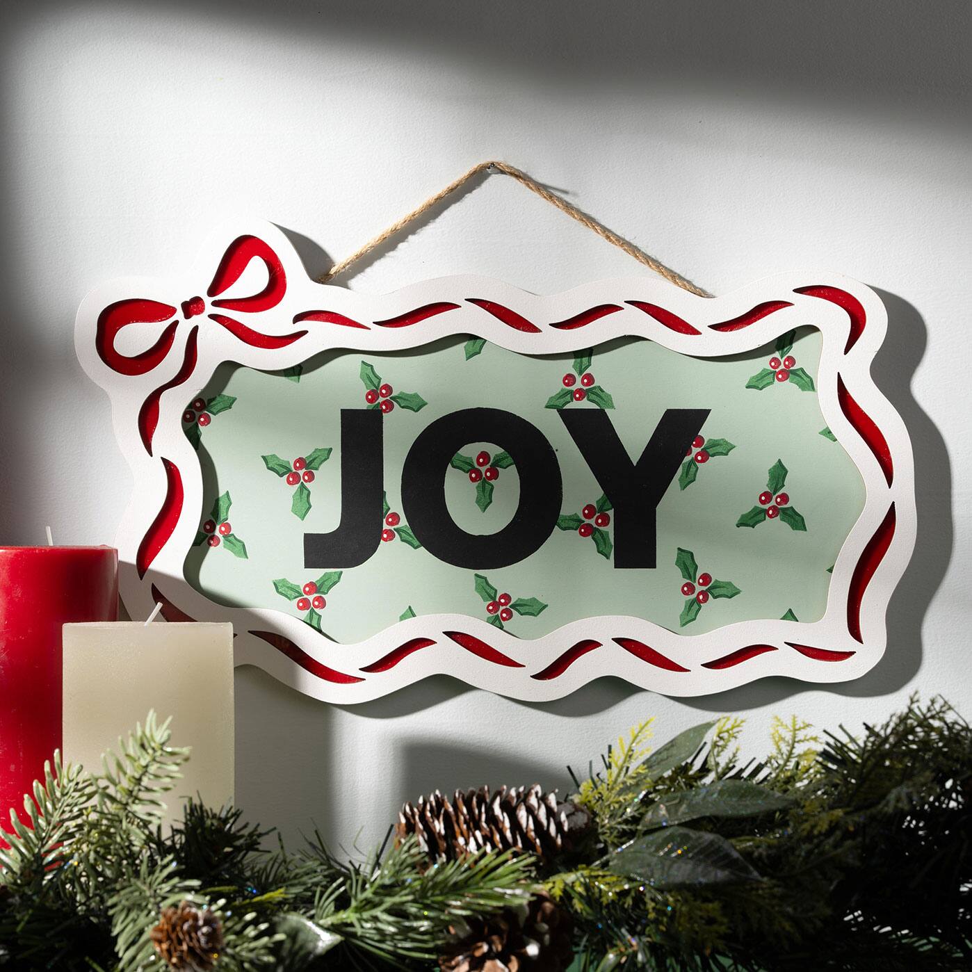 Holly Leaves Joy Sign