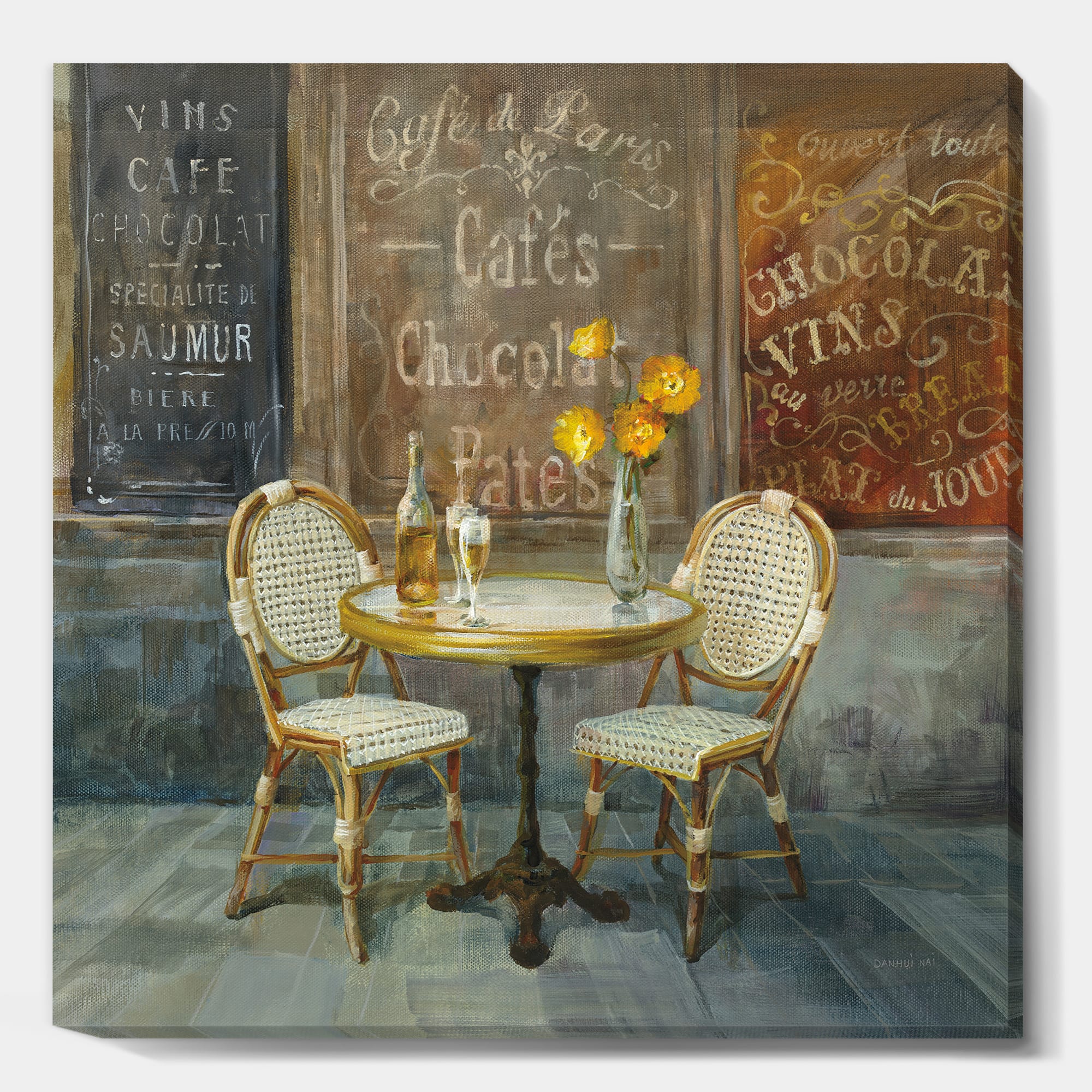 Designart - French Cafe - Traditional Canvas Artwork