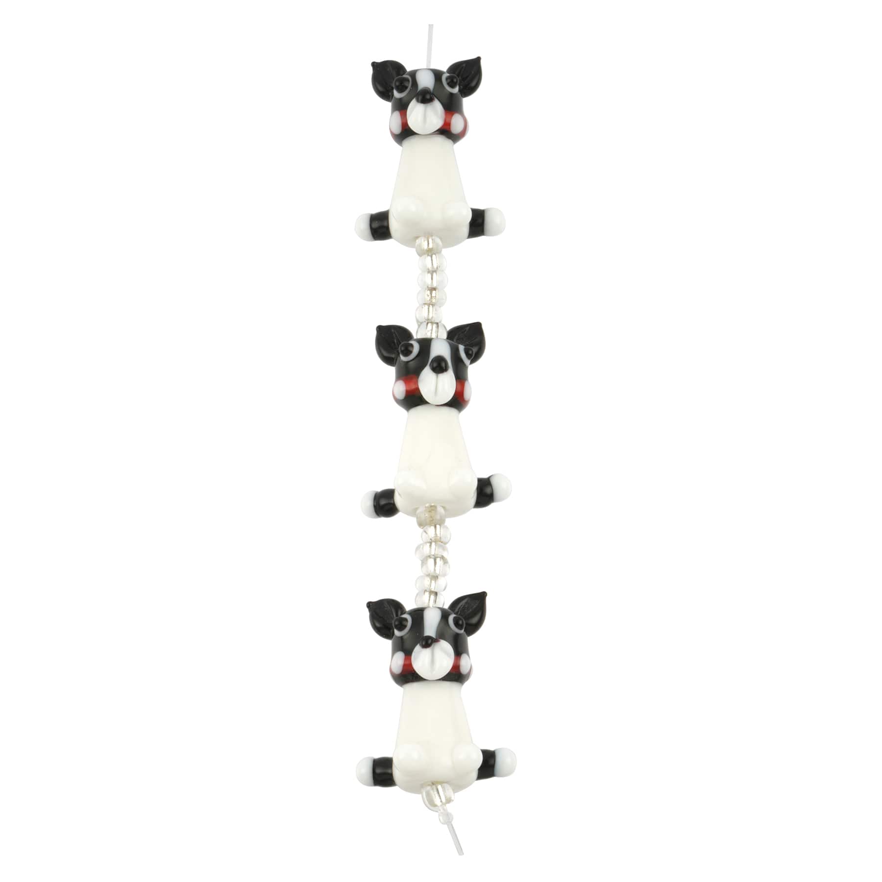 12 Pack: Black & White Lampwork Glass Dog Beads by Bead Landing™