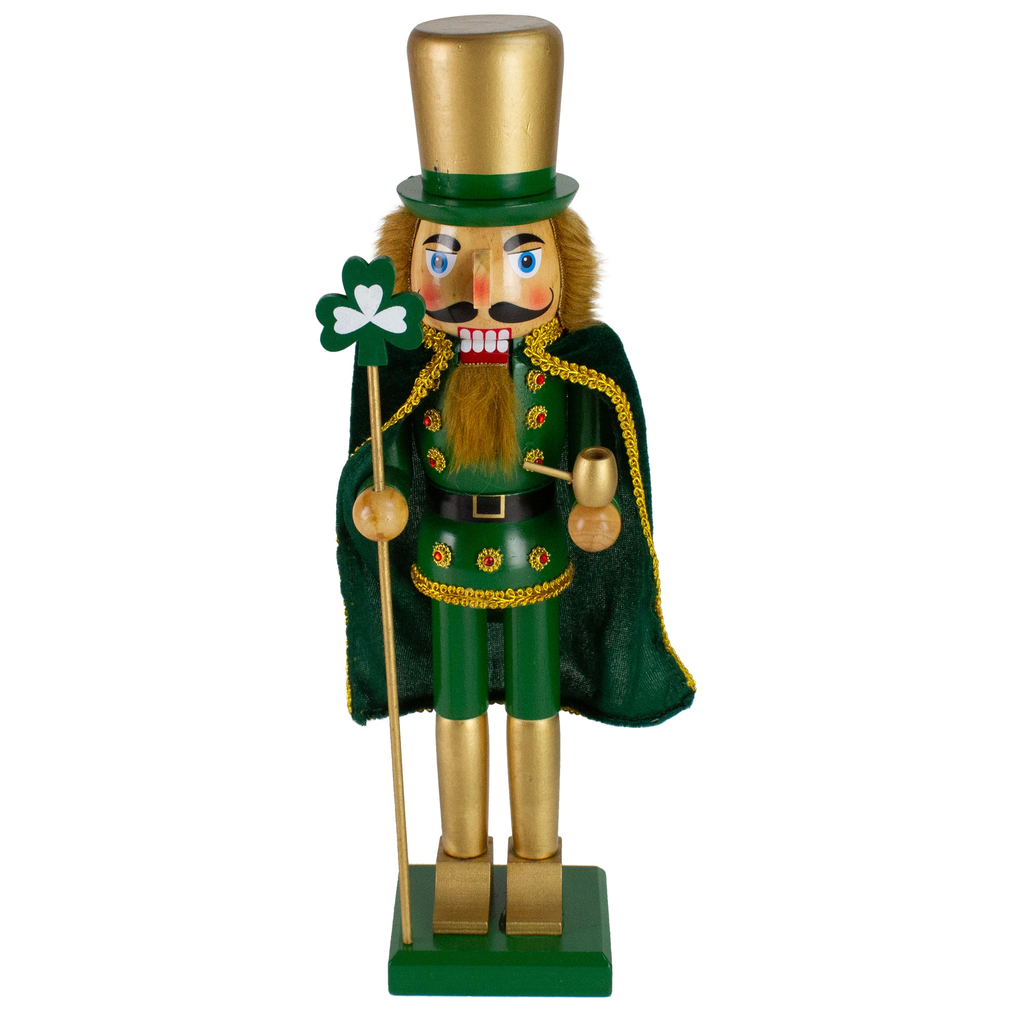 15&#x22; Green &#x26; Gold Luck of the Irish Christmas Nutcracker