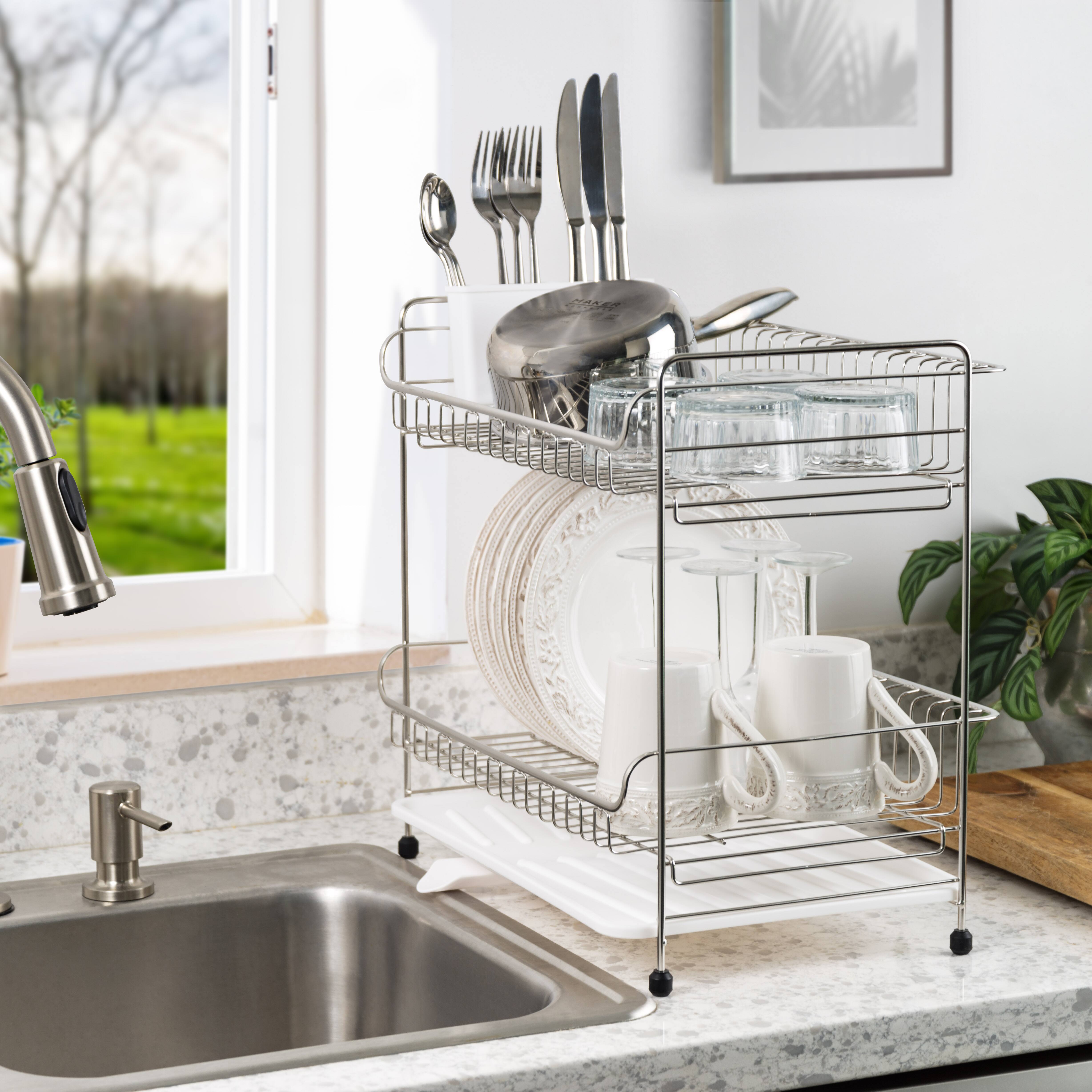 IRIS&#xAE; 15.75&#x22; Stainless Steel 2-Tier Dish Rack