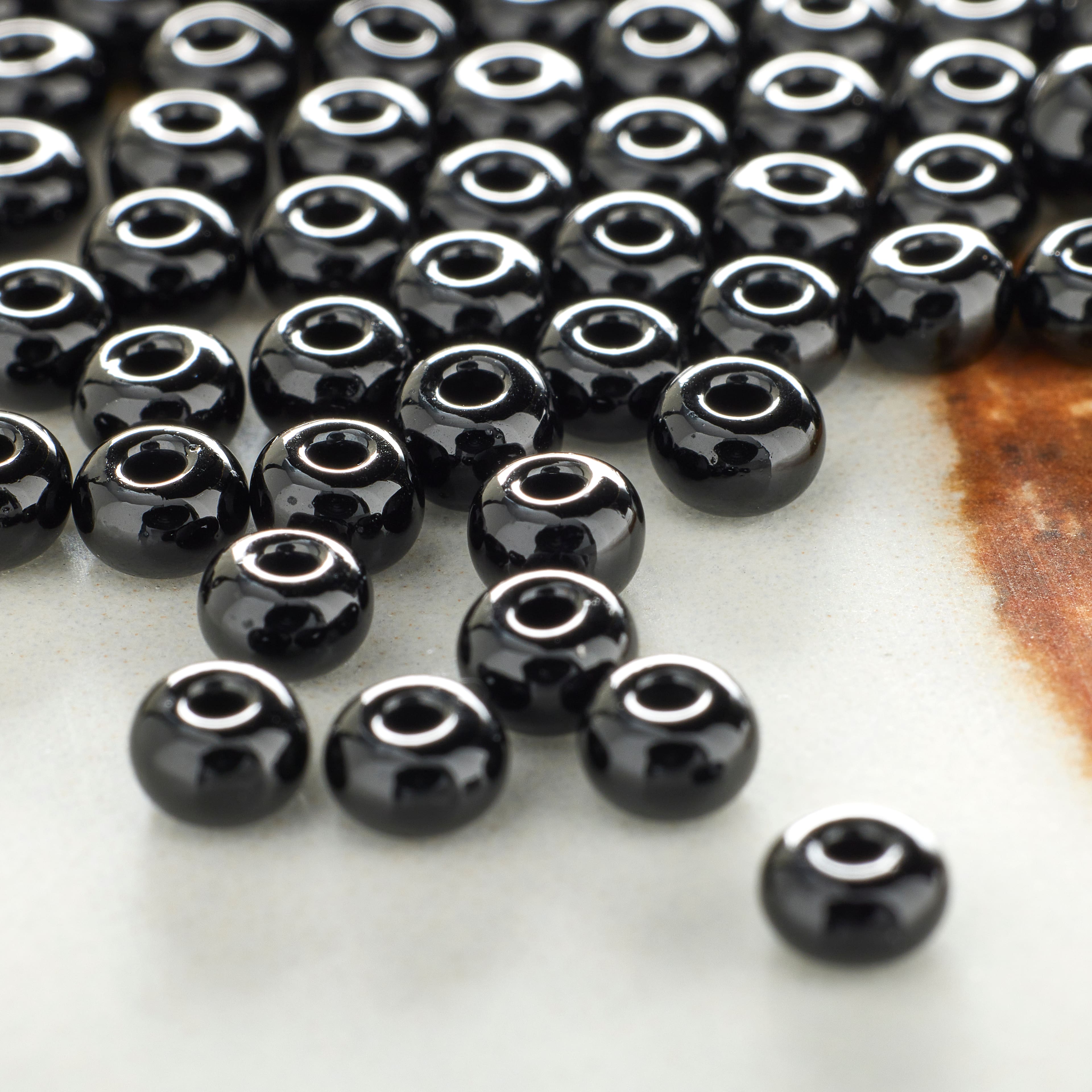 12 Pack: John Bead Opaque Black Czech Glass Seed Beads, 6/0