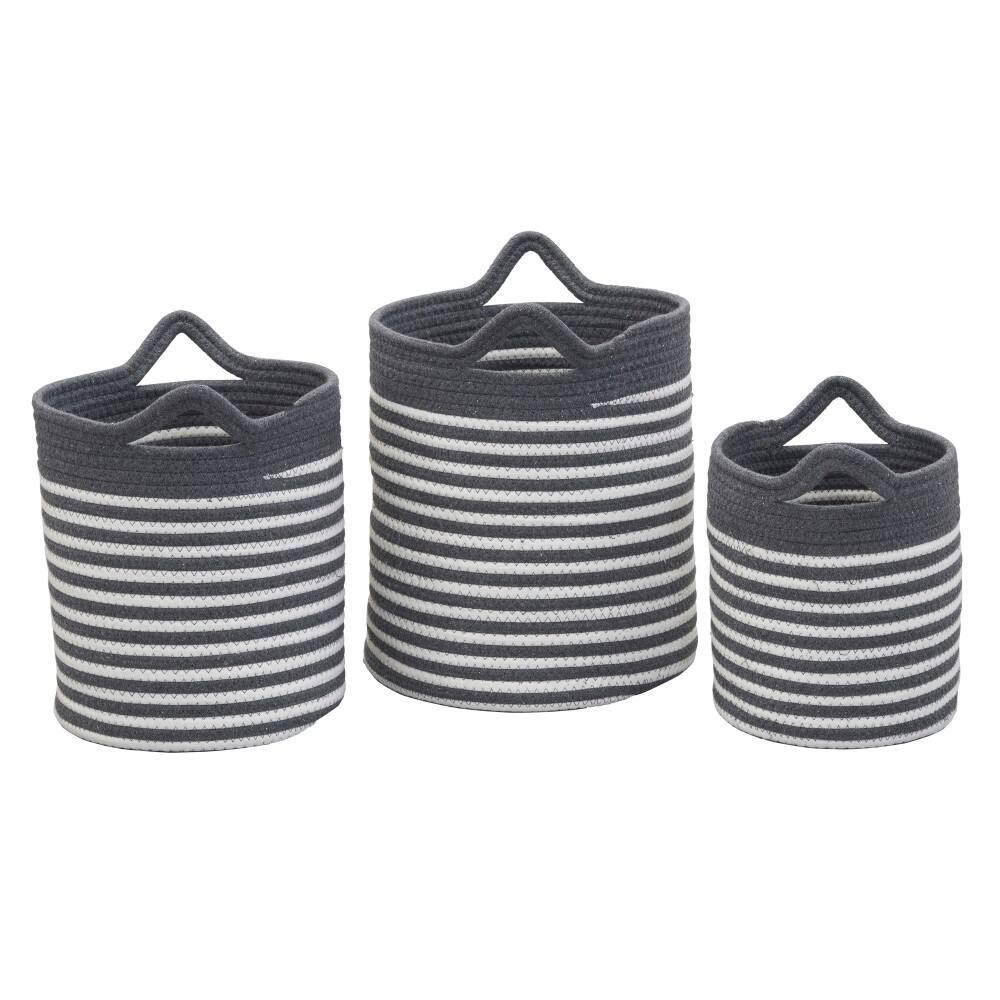 Household Essentials Gray & White Striped Cotton Basket Set