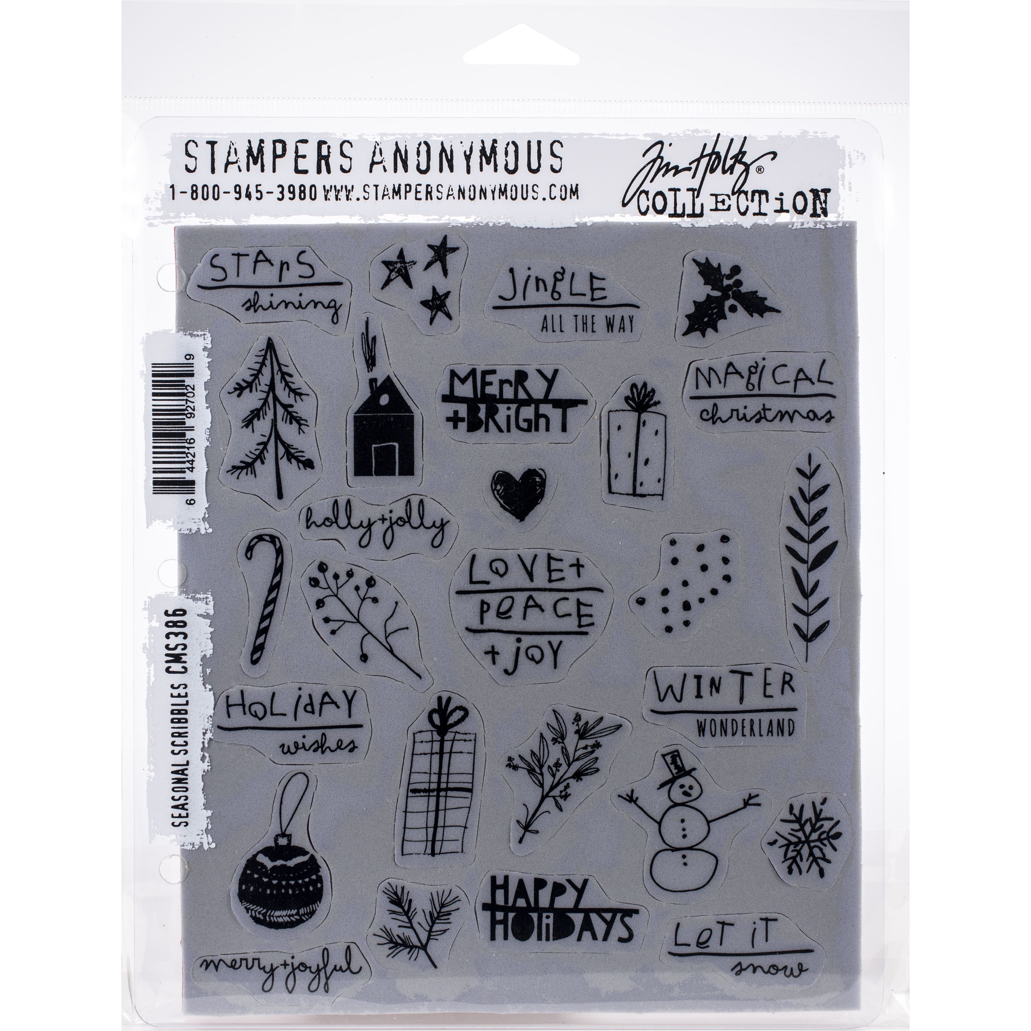 Stampers Anonymous Tim Holtz&#xAE; Seasonal Scribbles Cling Stamps