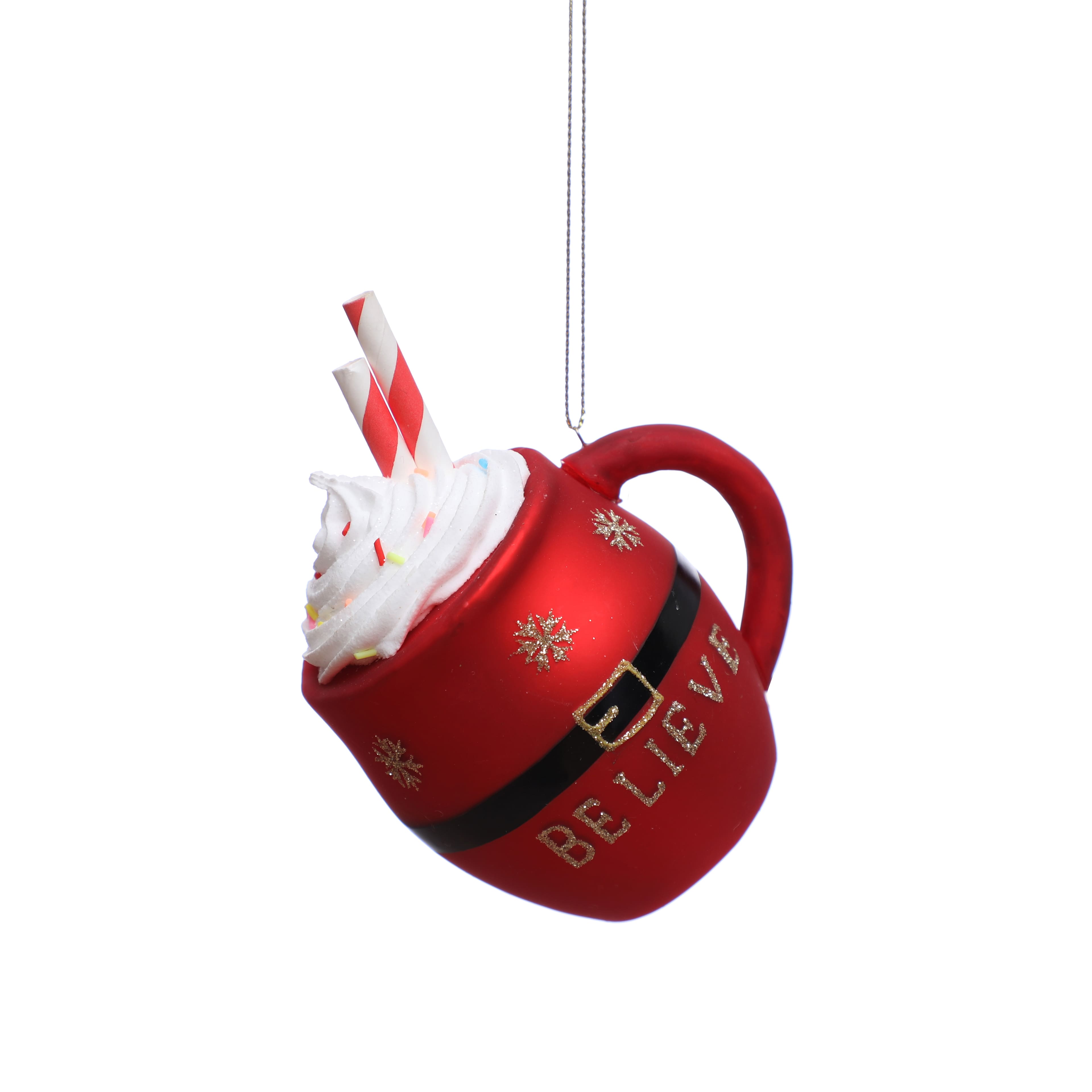 4&#x22; Red Believe Mug Glass Ornament by Ashland&#xAE;