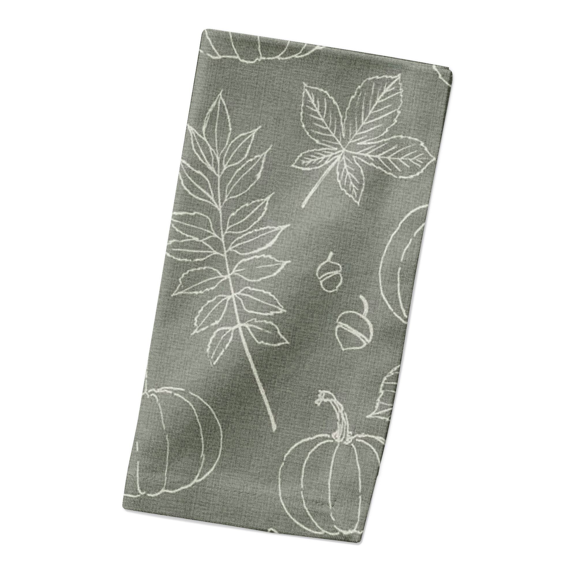 Green Fall Pattern Cotton Twill Napkin