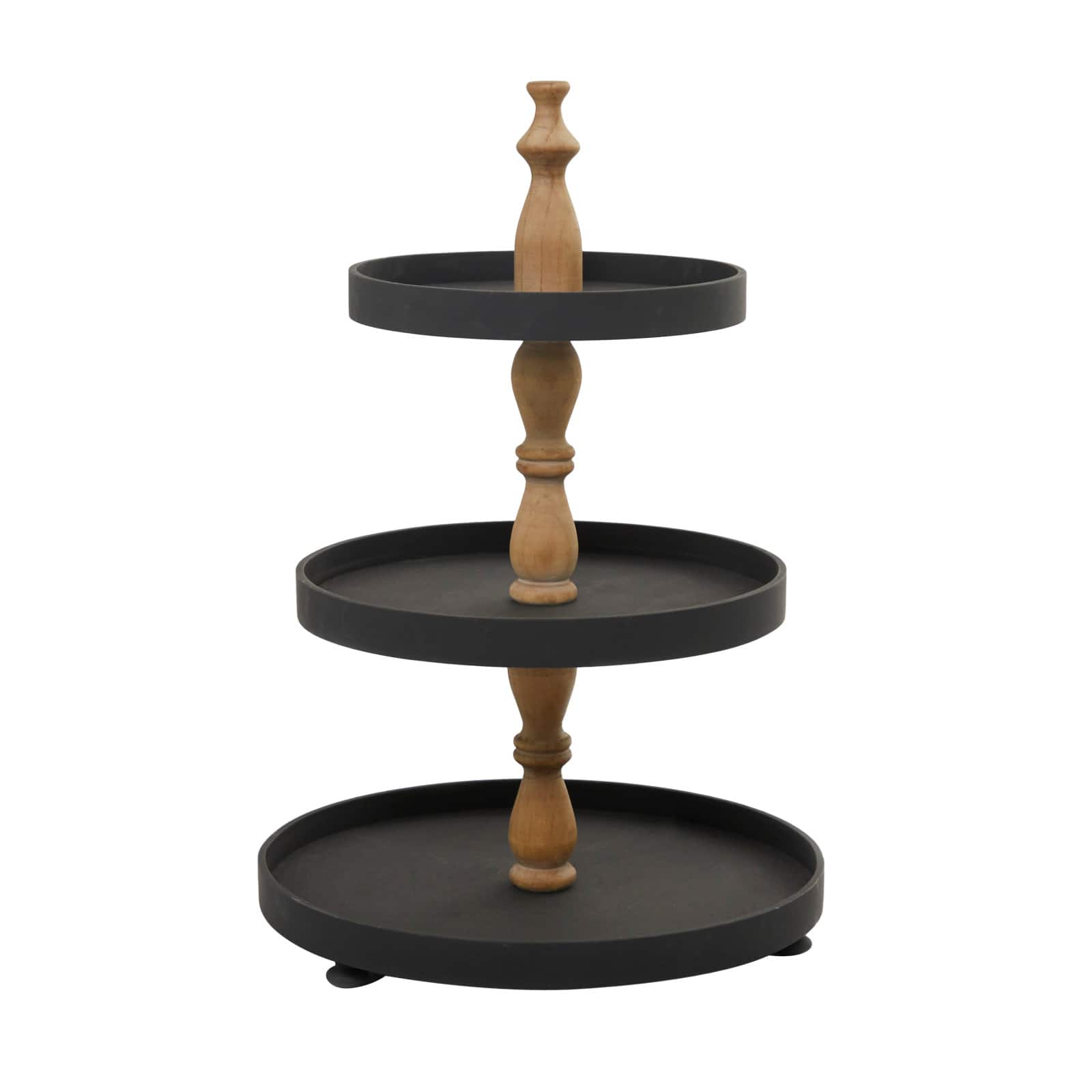 Black Traditional Tiered Server, 16&#x22; x 16&#x22; x 24&#x22;