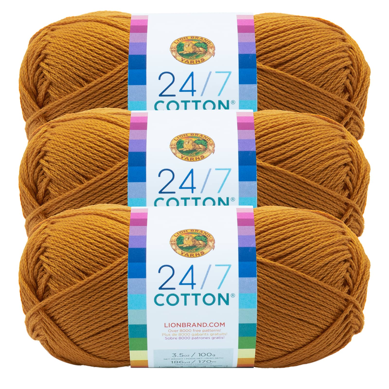 3 Pack Lion Brand&#xAE; 24/7 Cotton&#xAE; Yarn